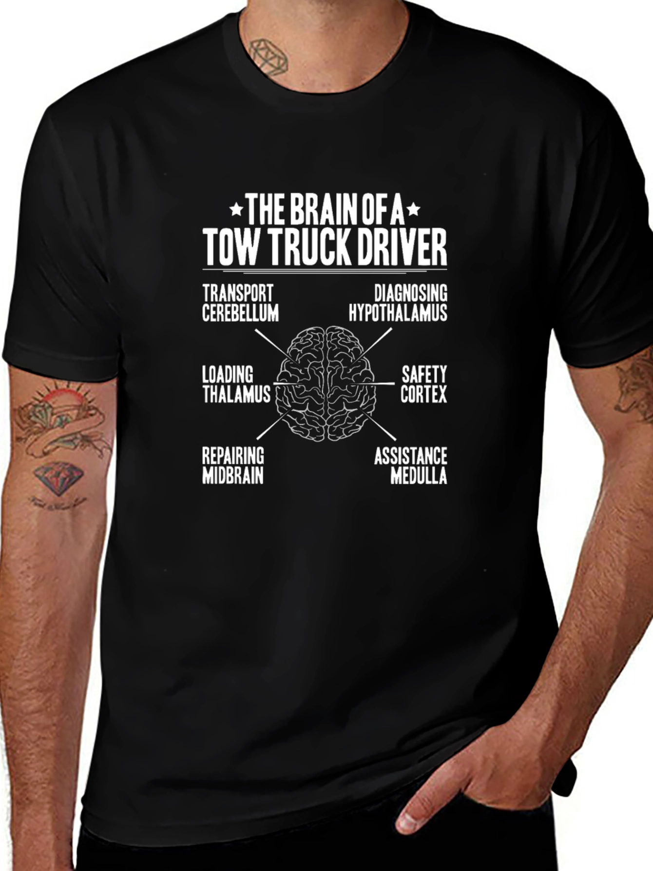 Tow Truck Driver Brain Anatomy T-Shirt
