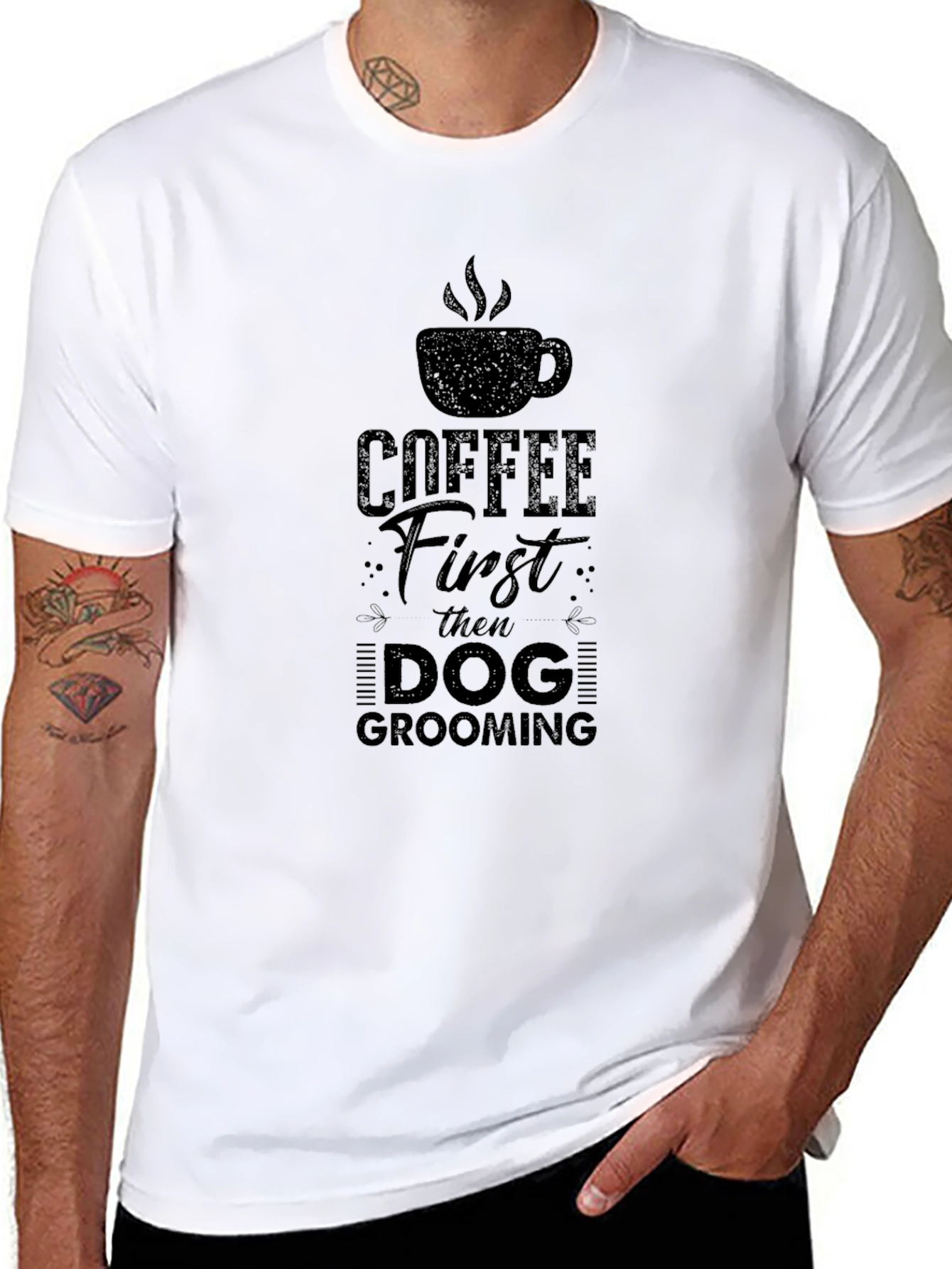 Coffee First Then Dog Grooming T-Shirt