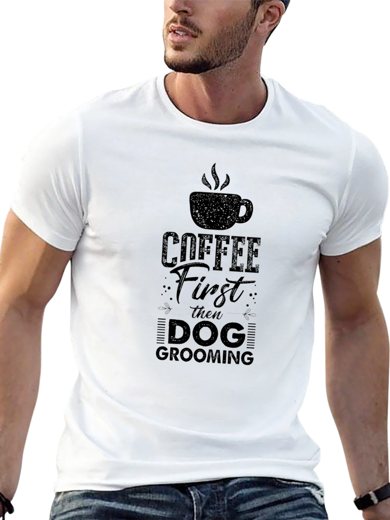 Coffee First Then Dog Grooming T-Shirt