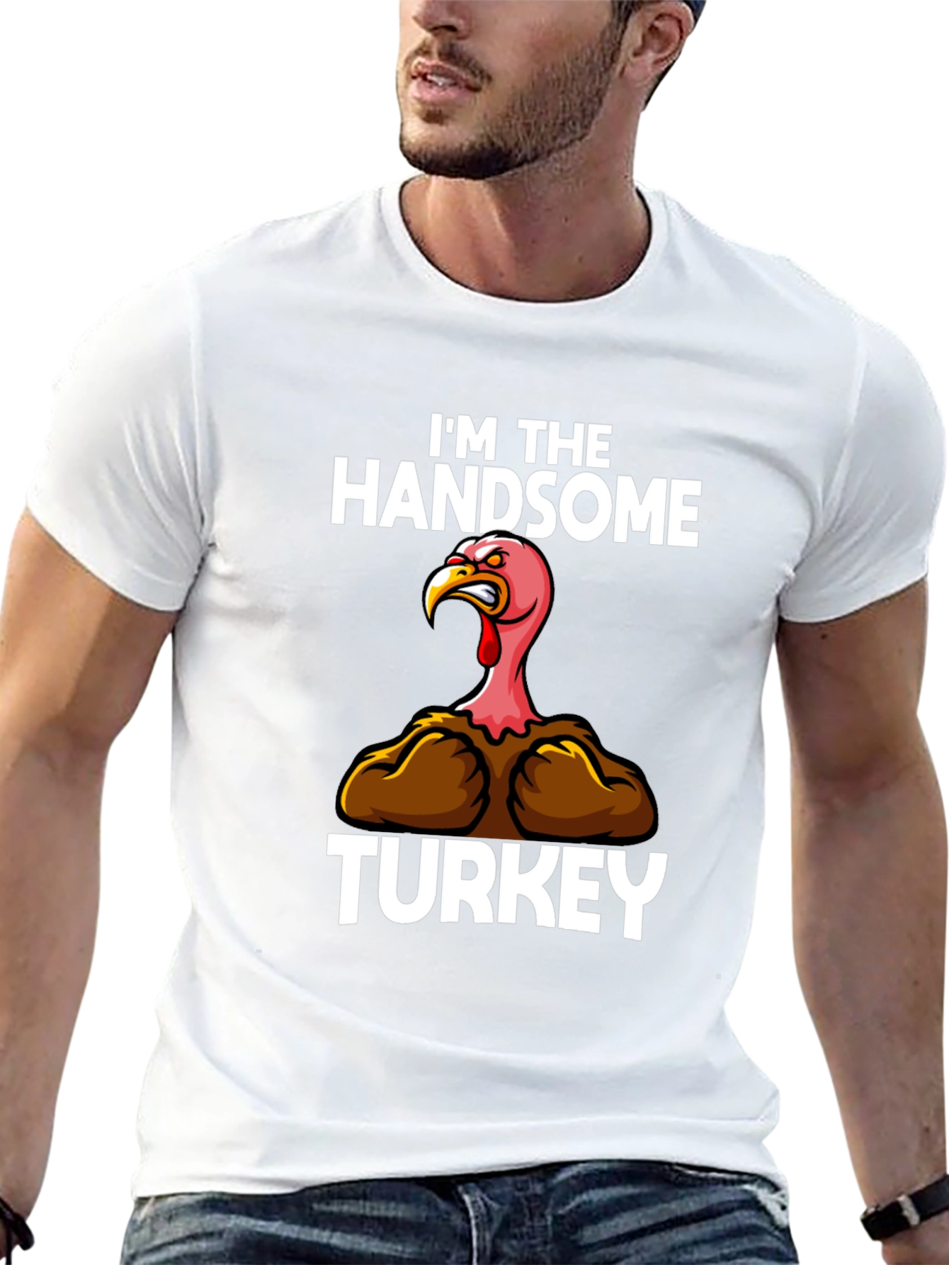 Handsome Turkey Graphic T-Shirt Thanksgiving Tee
