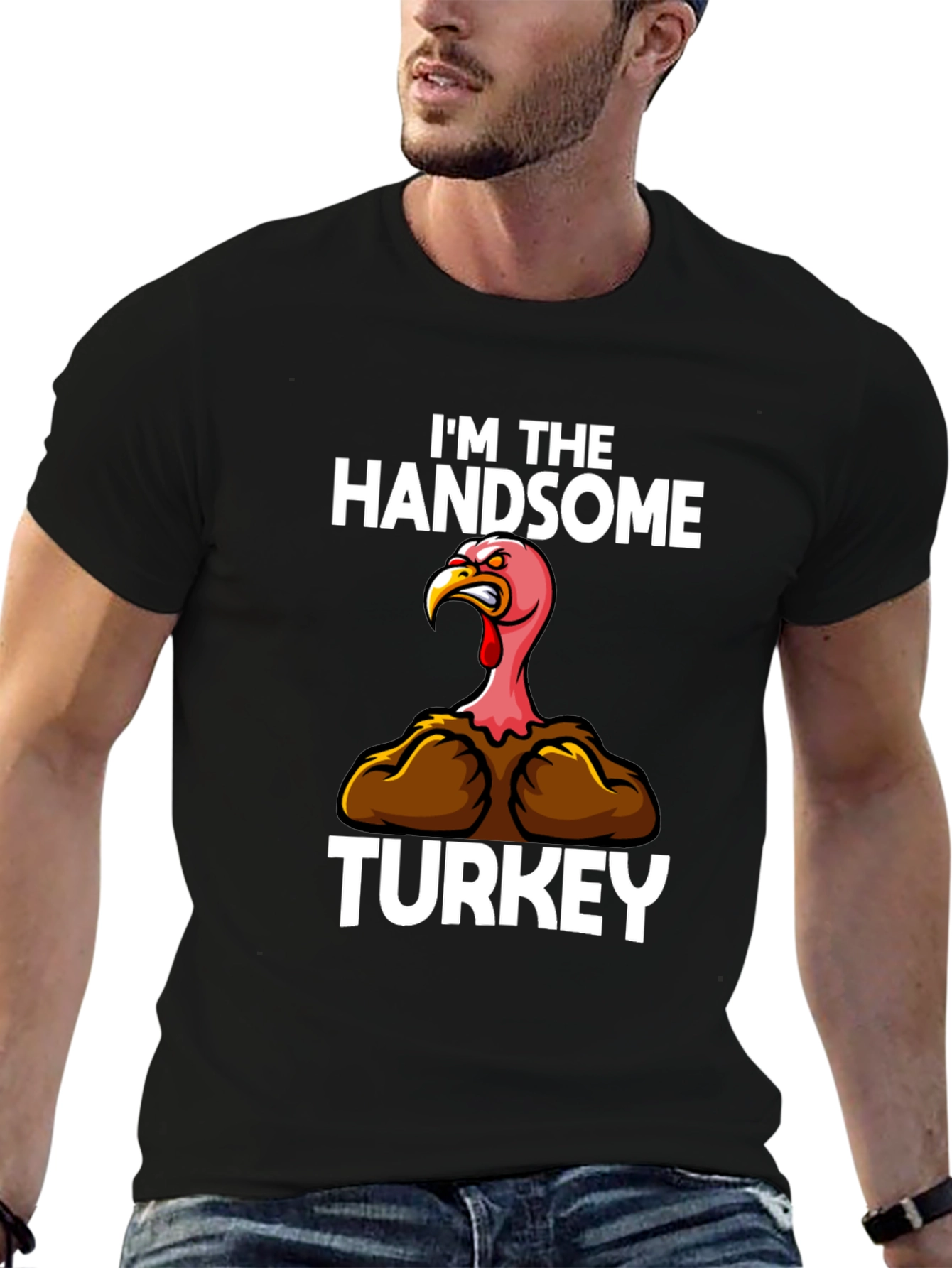 Handsome Turkey Graphic T-Shirt Thanksgiving Tee