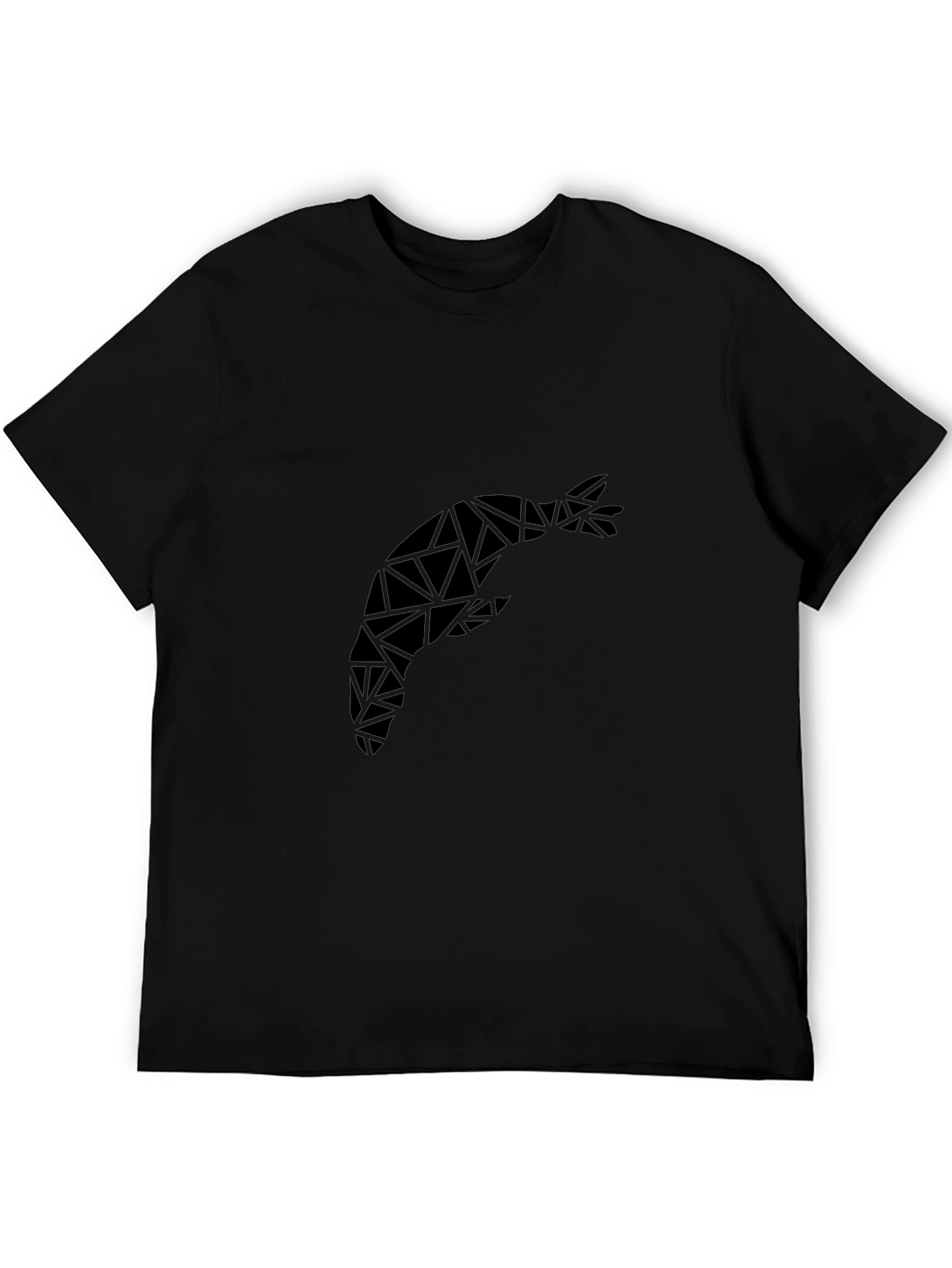 Geometric Shrimp Graphic Tee - Modern Black T-Shirt
