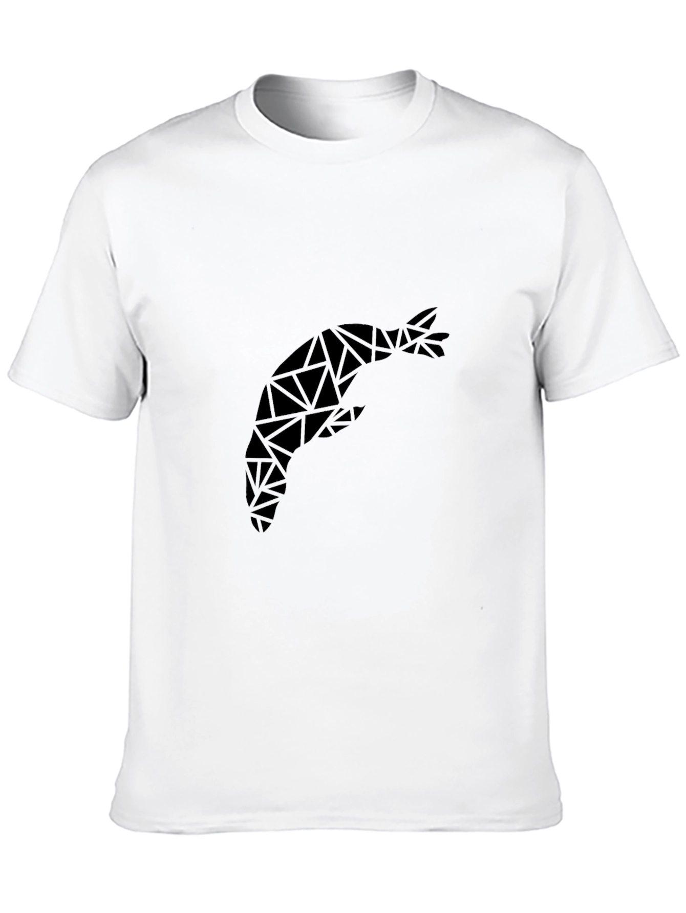 Geometric Shrimp Graphic Tee - Modern Black T-Shirt