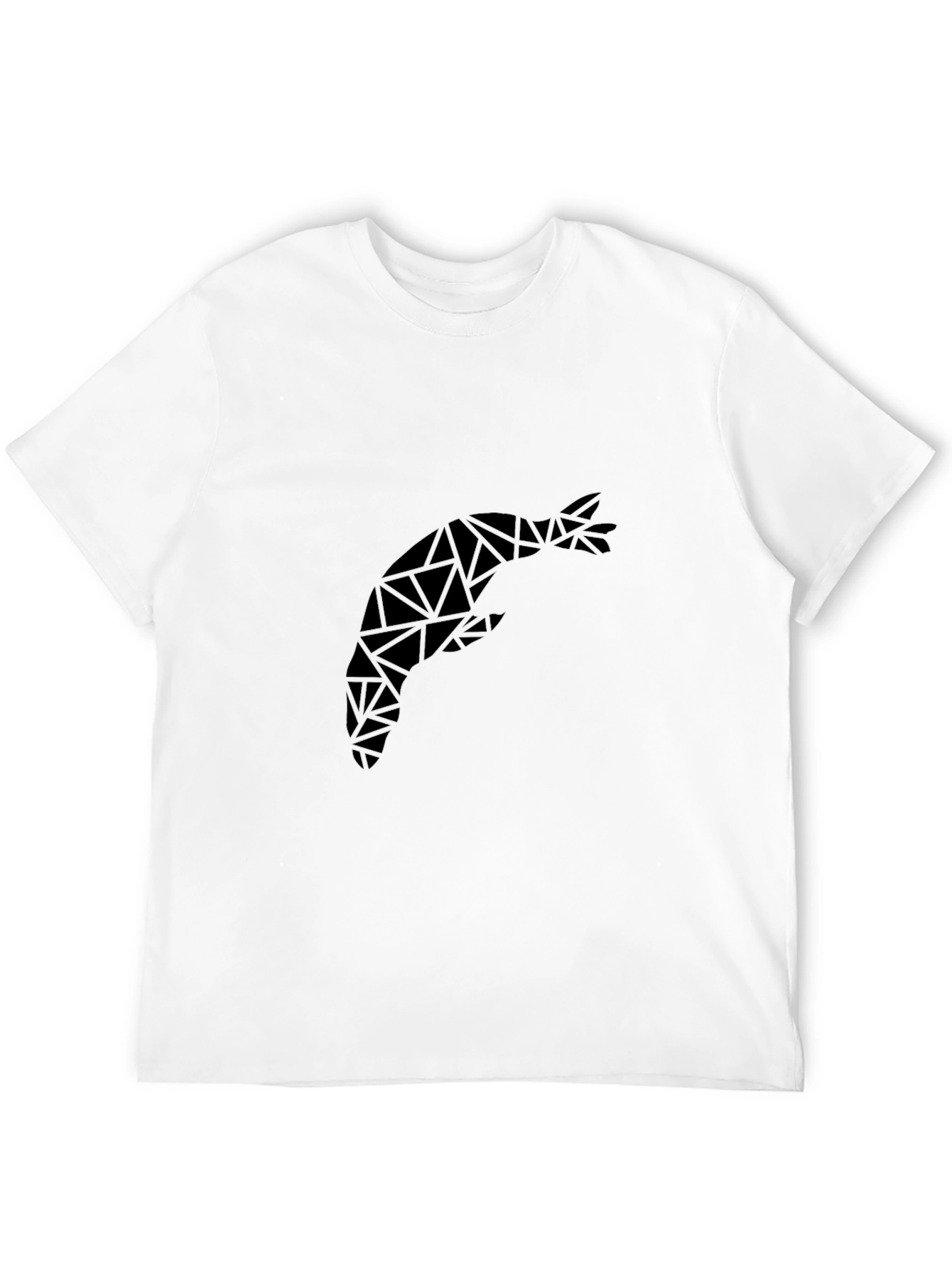 Geometric Shrimp Graphic Tee - Modern Black T-Shirt
