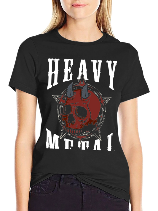Heavy Metal Skull Graphic Tee - Black T-Shirt