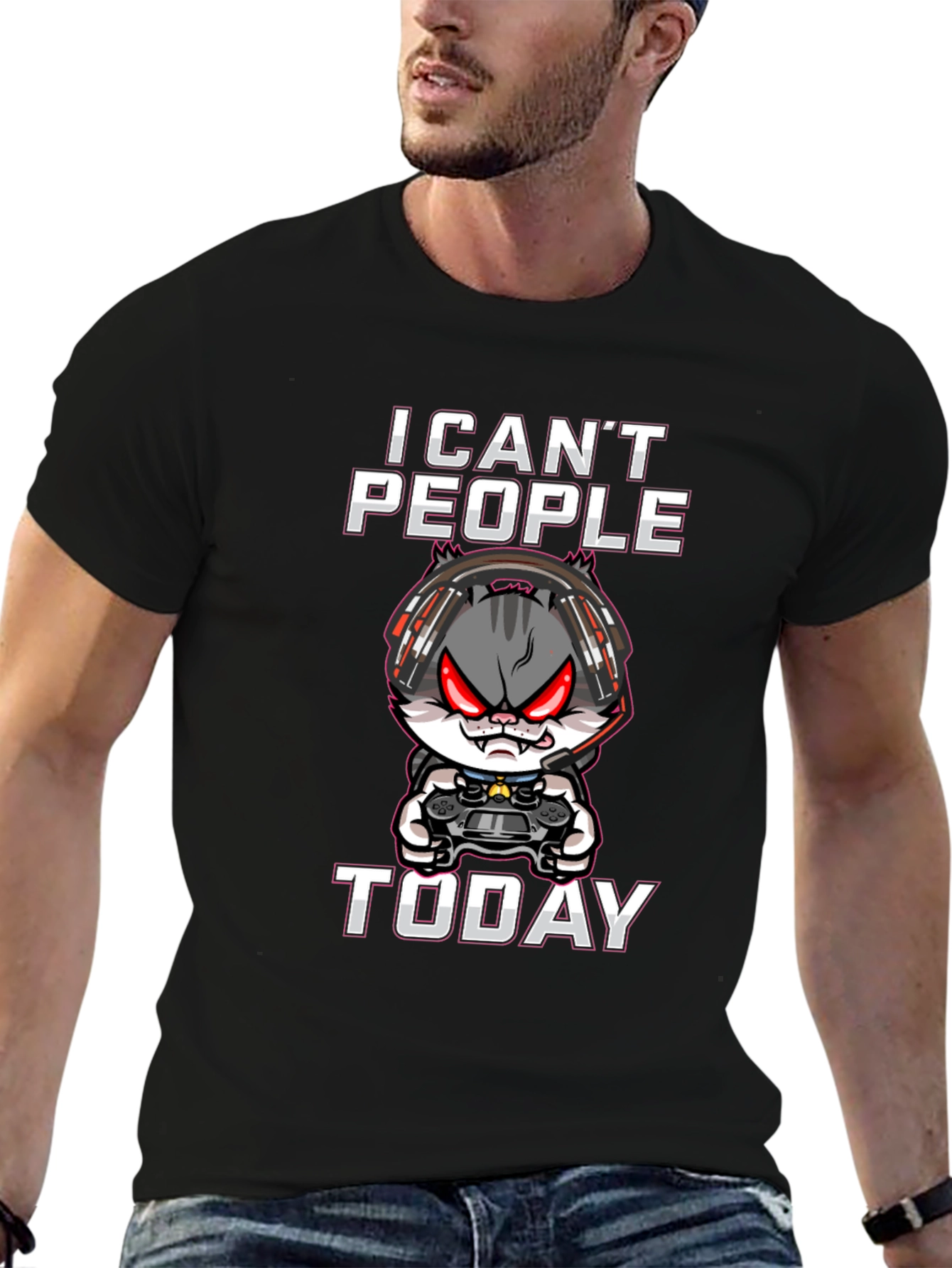 I Cant People Today Gamer Cat T-Shirt