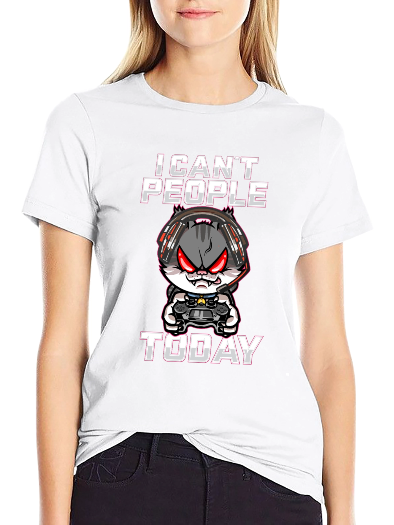 I Cant People Today Gamer Cat T-Shirt