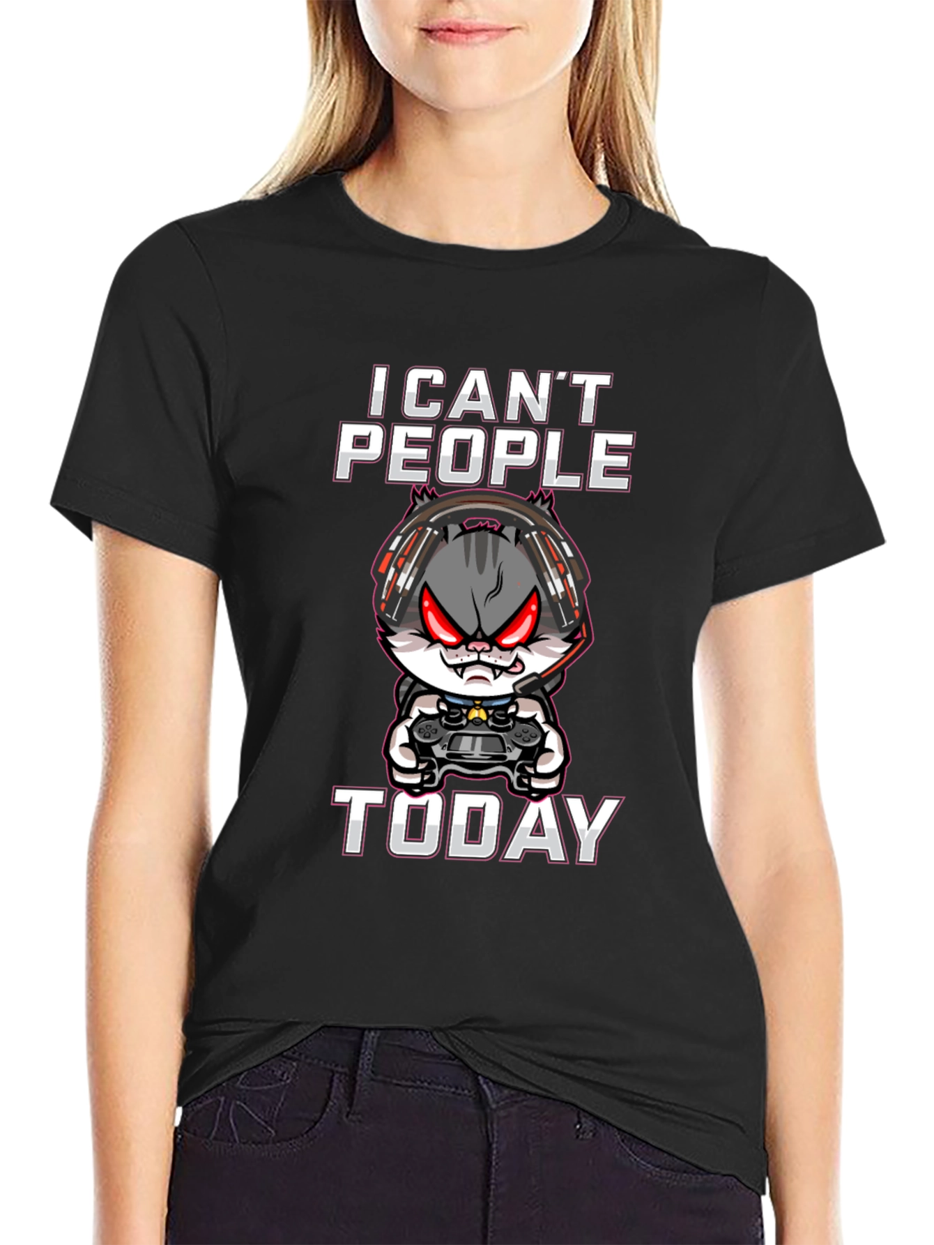 I Cant People Today Gamer Cat T-Shirt