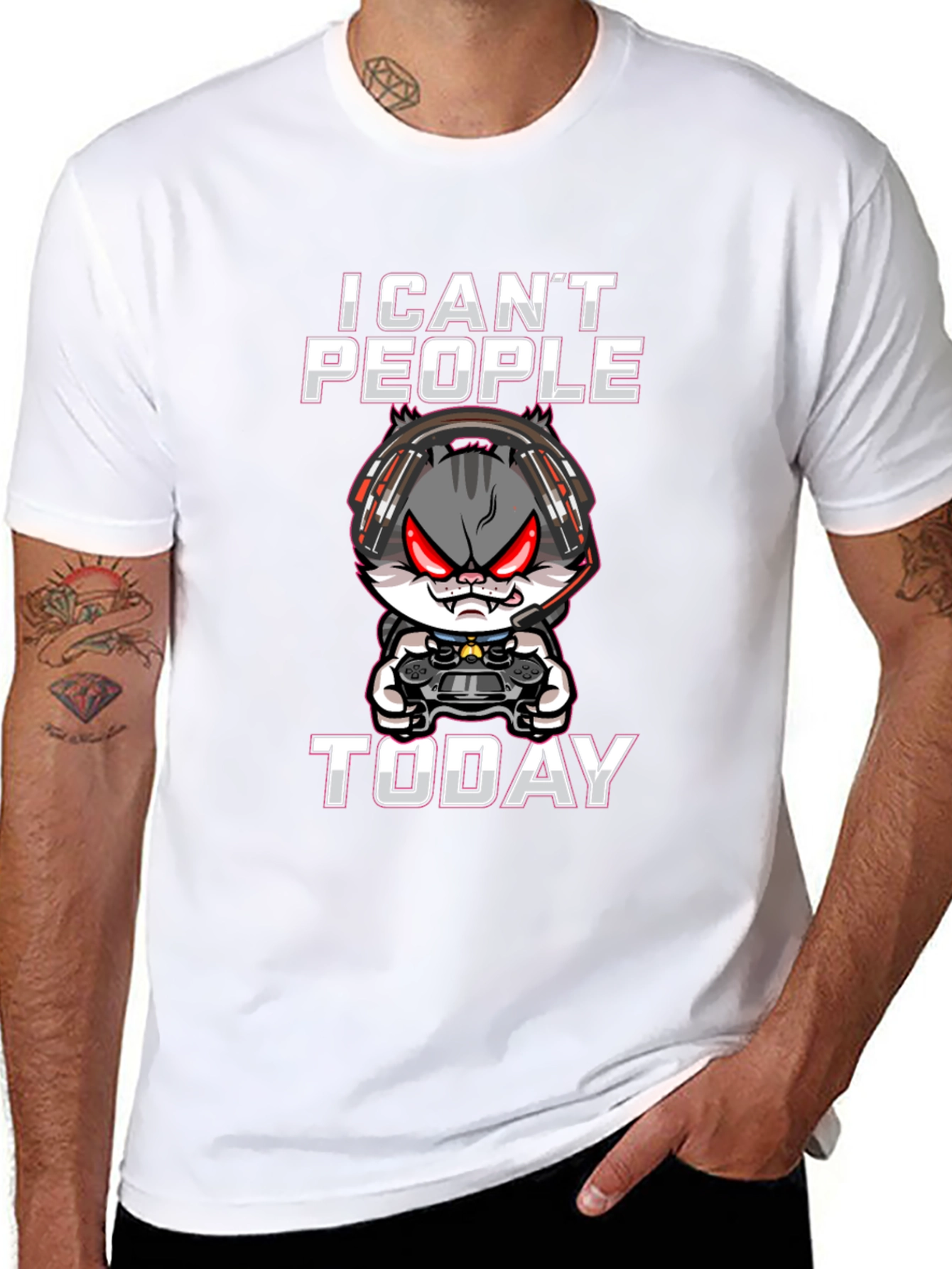 I Cant People Today Gamer Cat T-Shirt