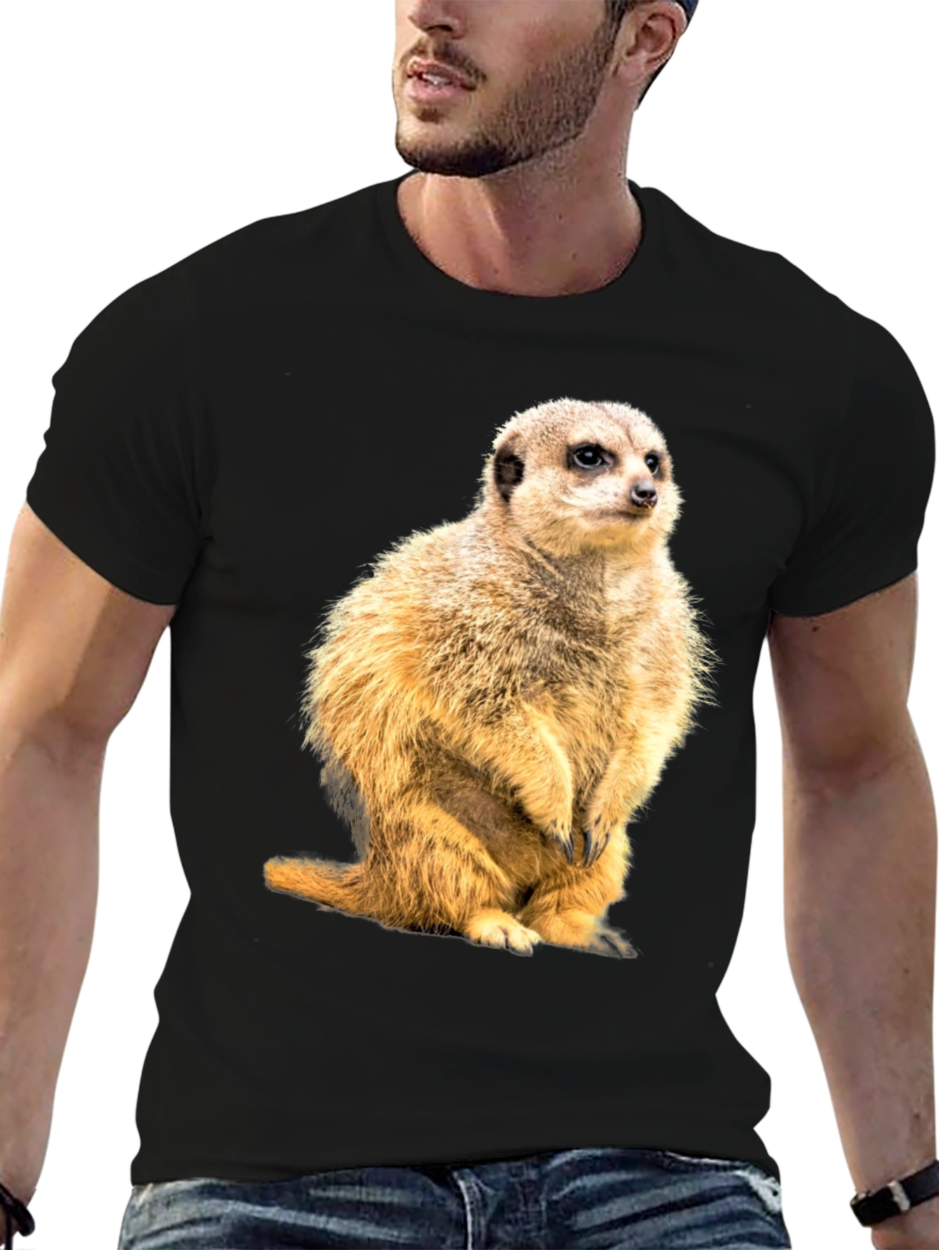 Meerkat Graphic Print Black T-Shirt