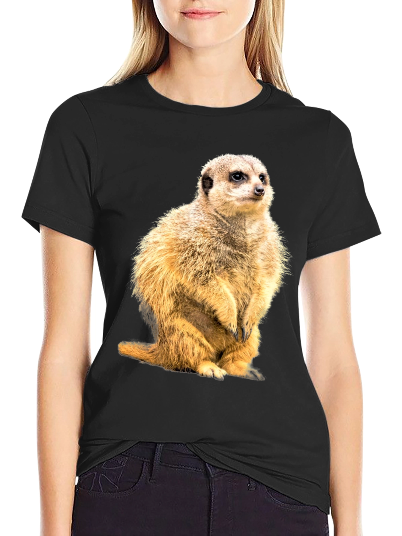Meerkat Graphic Print Black T-Shirt