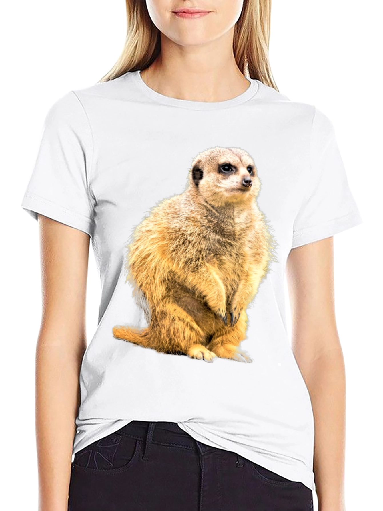 Meerkat Graphic Print Black T-Shirt