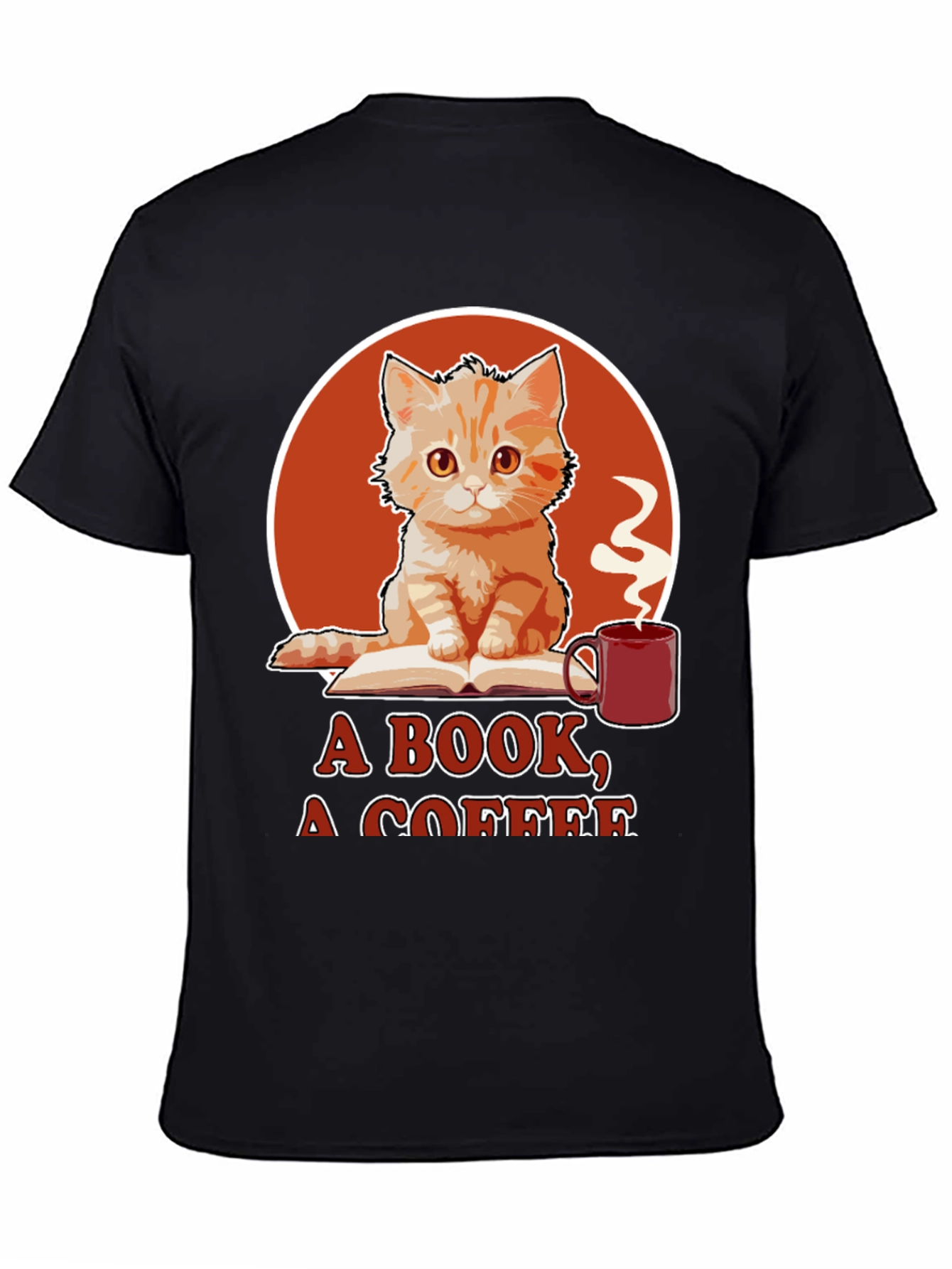 Cat Book Coffee Graphic Tee