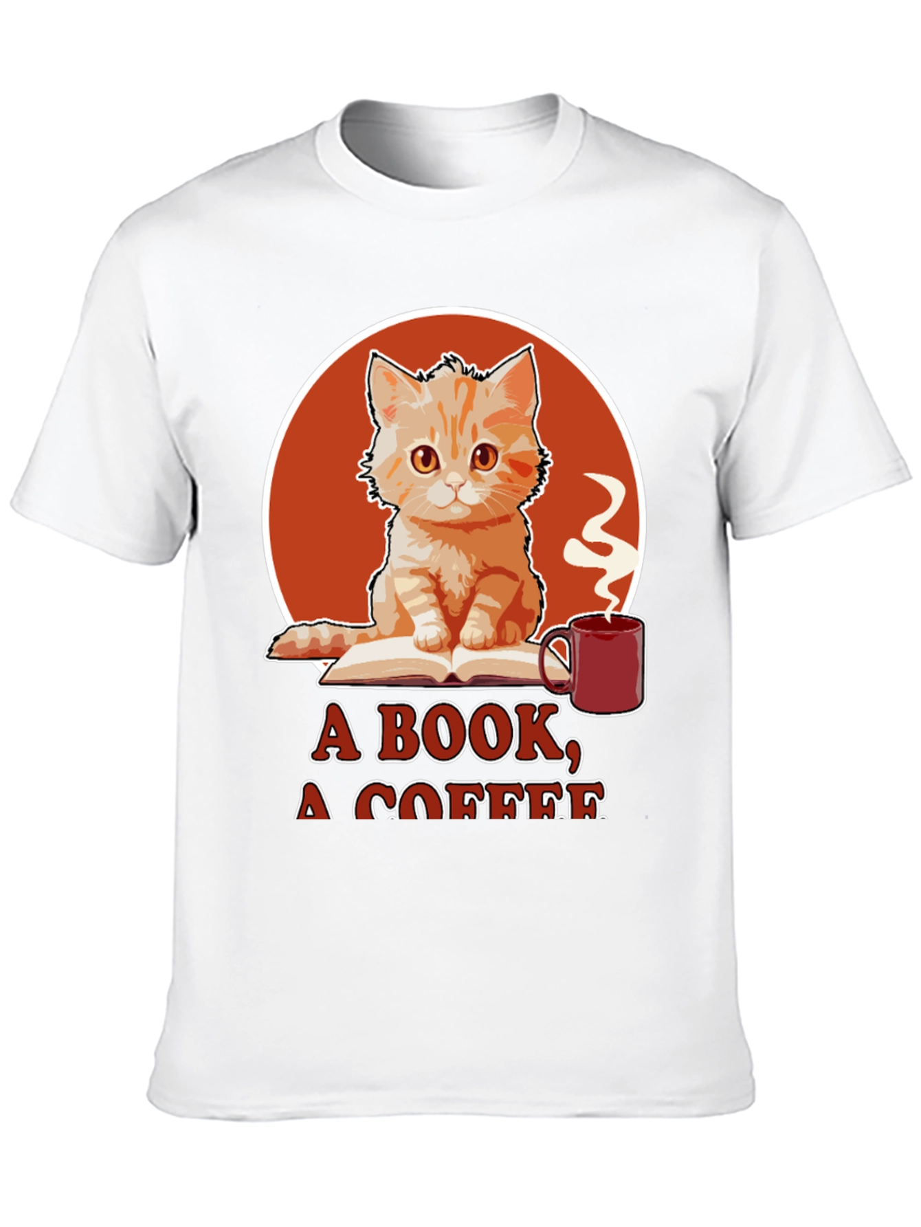Cat Book Coffee Graphic Tee