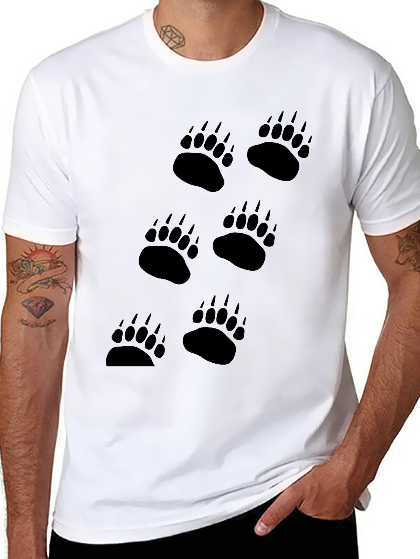 Black Bear Paw Print T-Shirt - Mens Graphic Tee