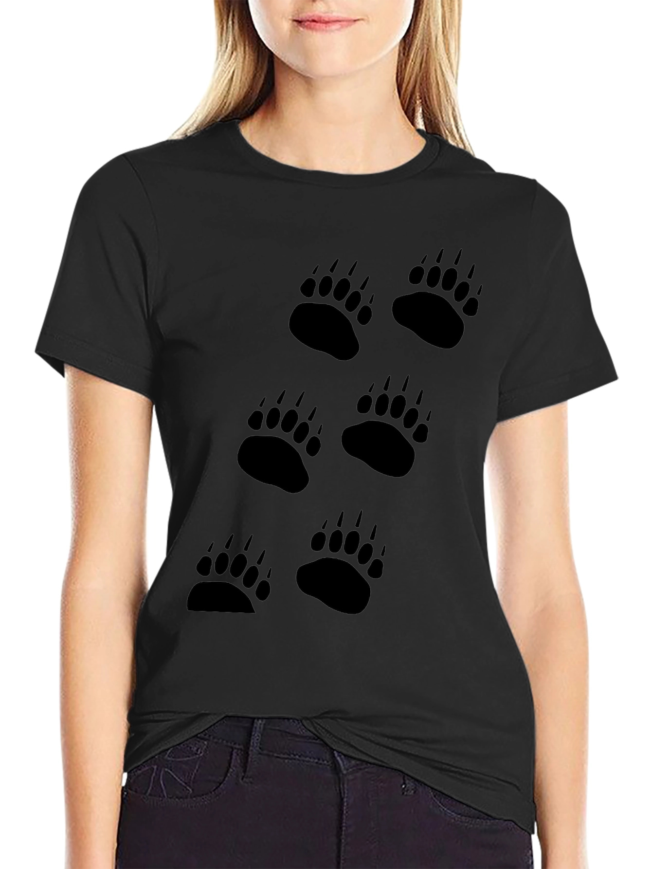 Black Bear Paw Print T-Shirt - Mens Graphic Tee
