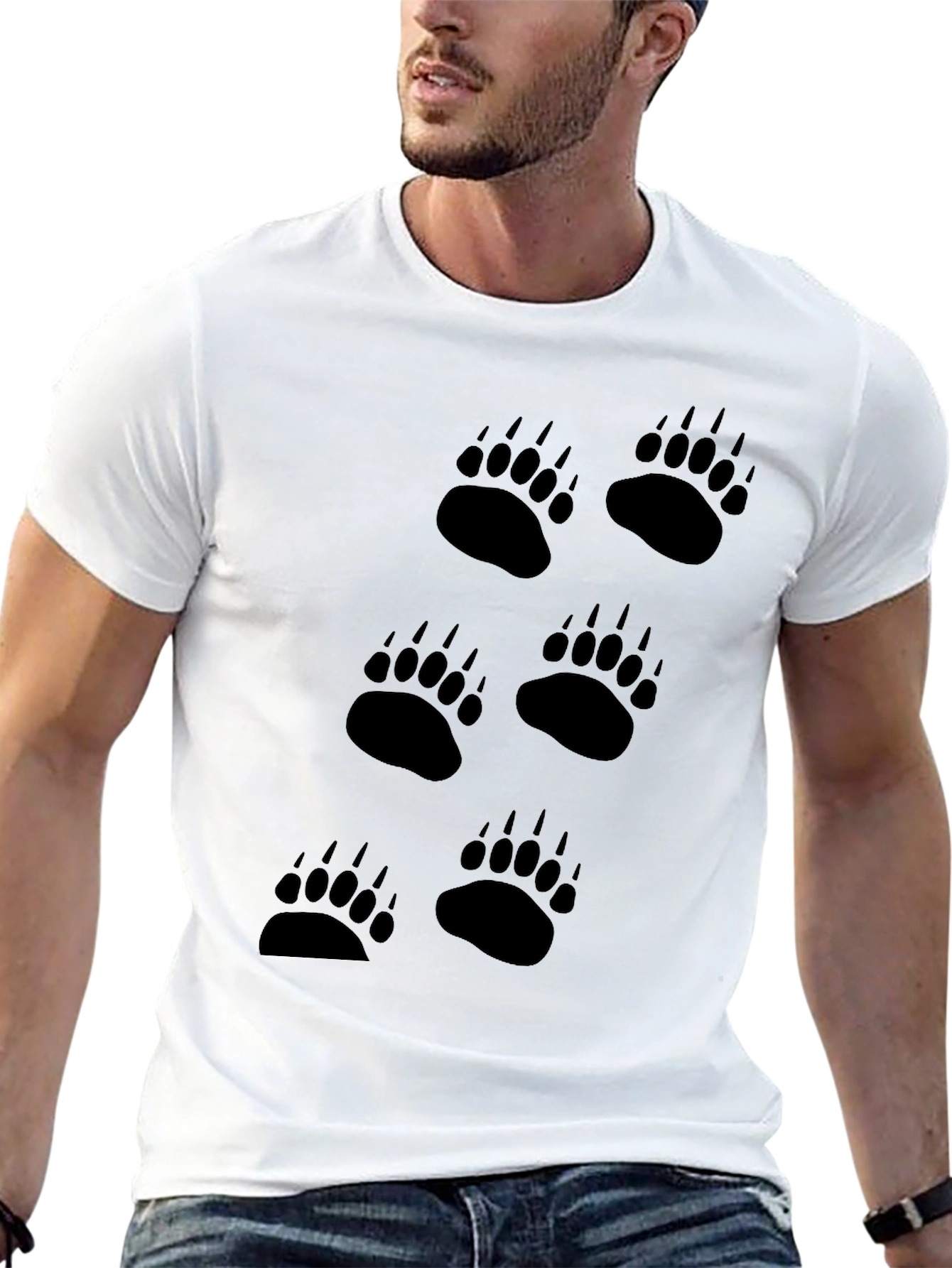 Black Bear Paw Print T-Shirt - Mens Graphic Tee