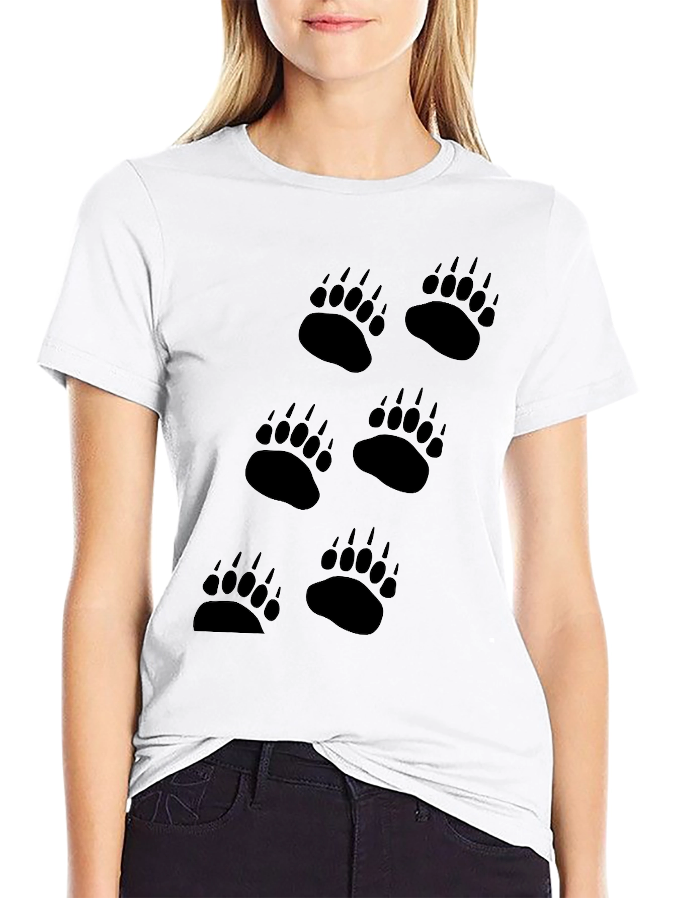 Black Bear Paw Print T-Shirt - Mens Graphic Tee