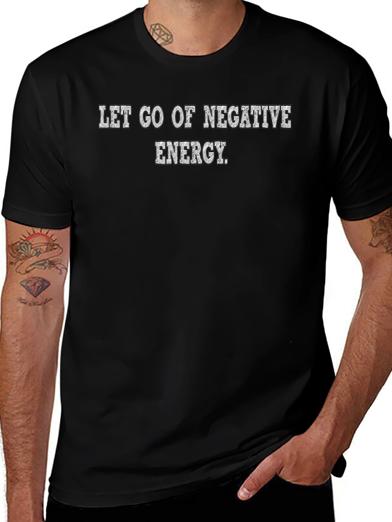 Let Go of Negative Energy Black Graphic Tee