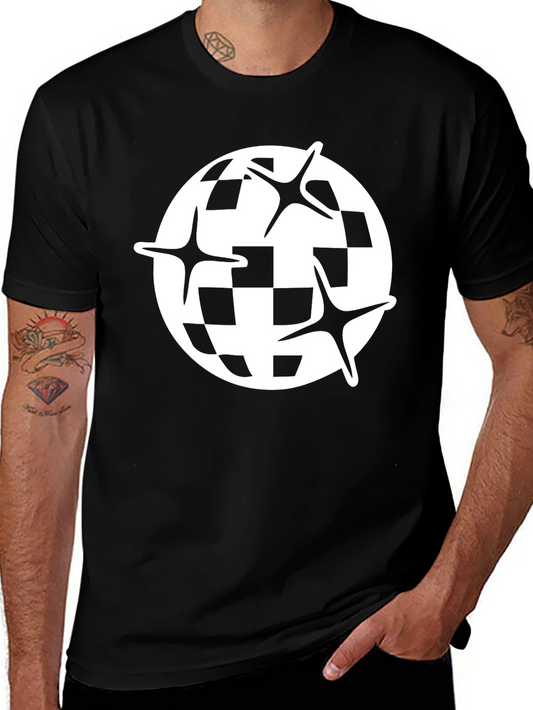 Checkered Globe Starburst Black T-Shirt