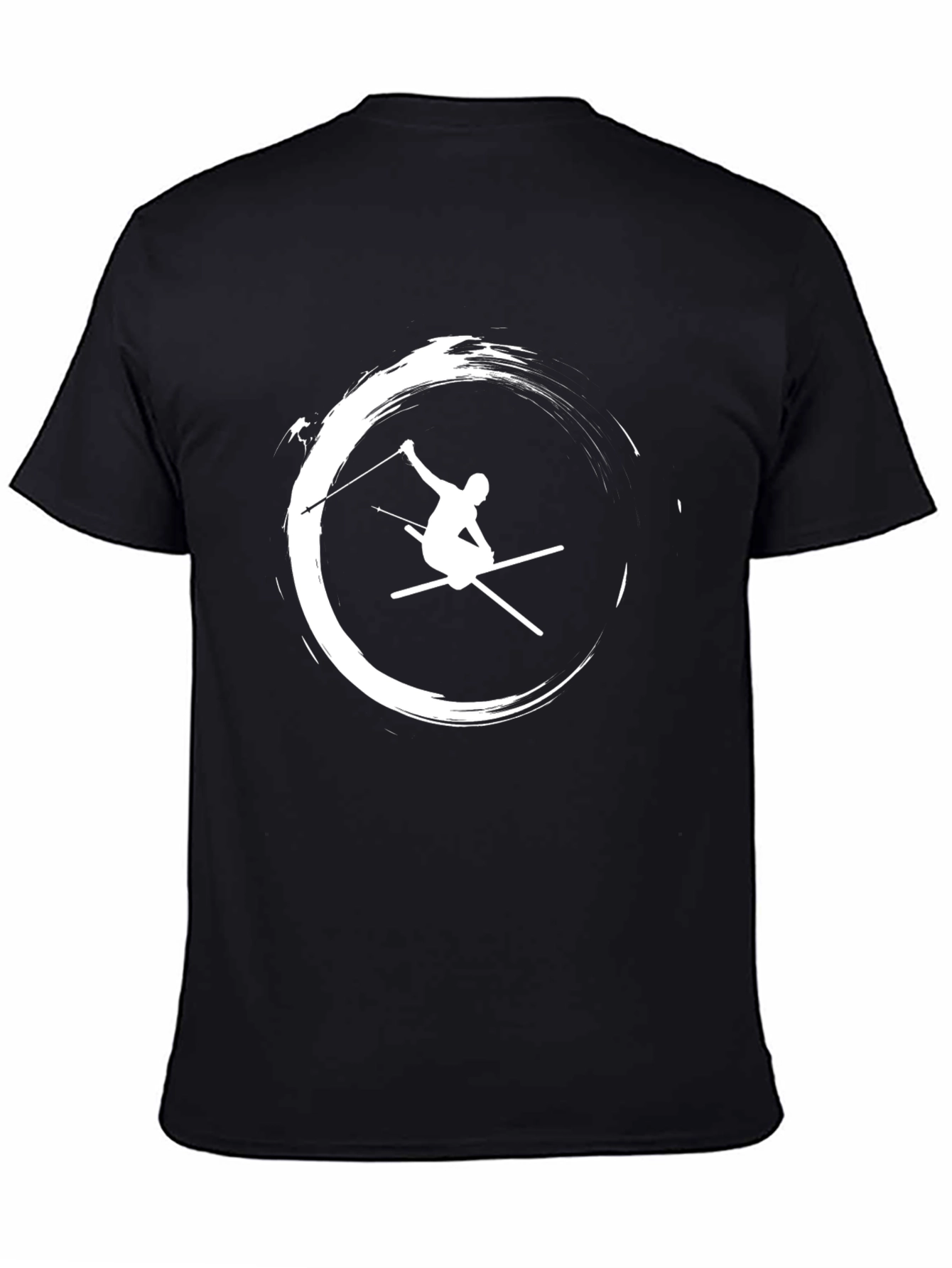 Stylish Skier Graphic T-Shirt - Black