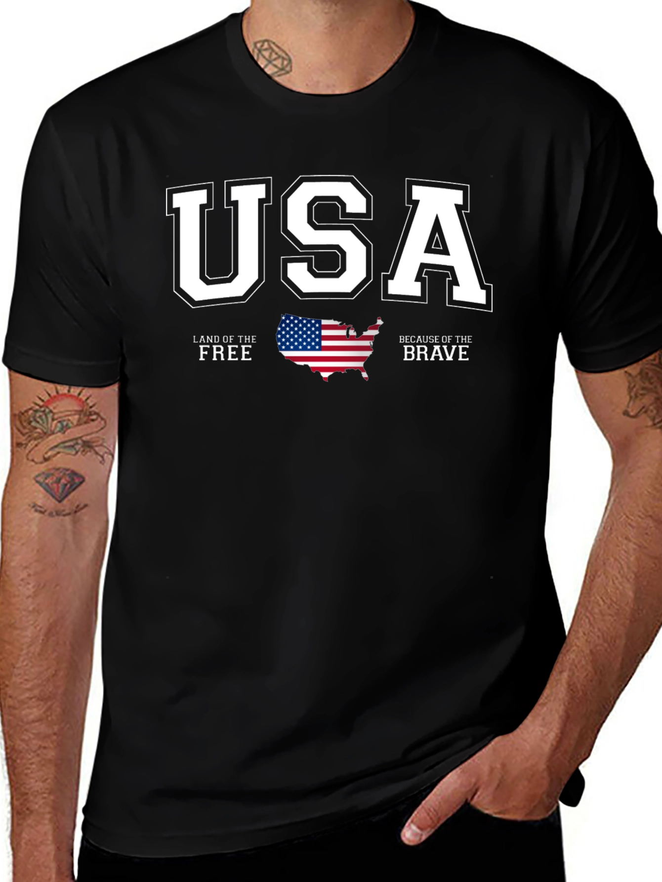 USA Land of Free Patriotic Graphic T-Shirt