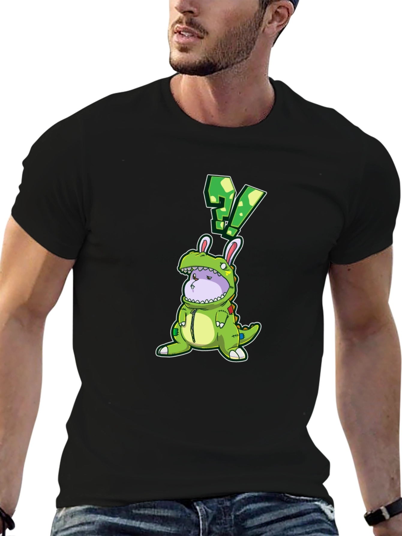 Dino Bunny Costume Graphic Tee - Quirky Novelty Design