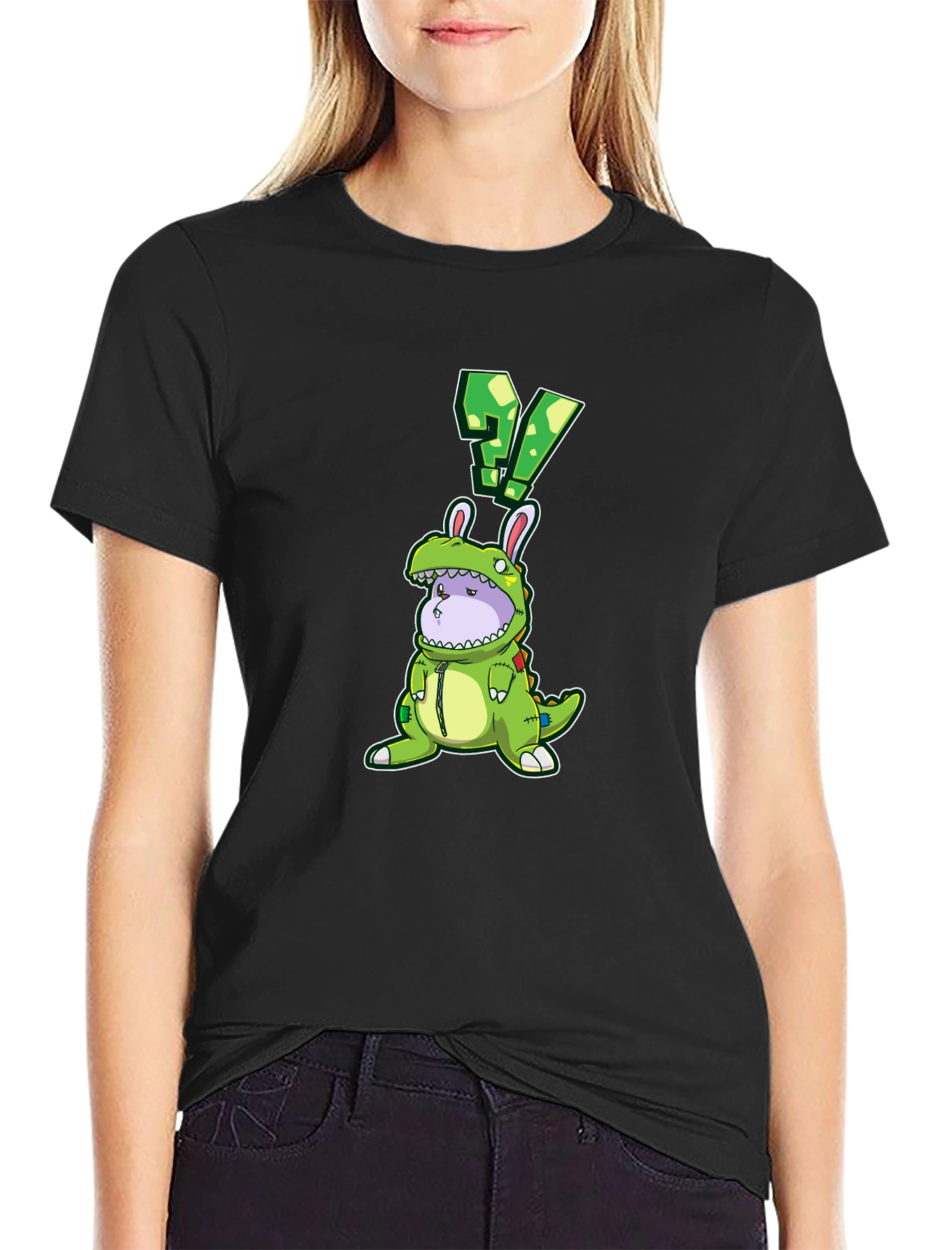 Dino Bunny Costume Graphic Tee - Quirky Novelty Design
