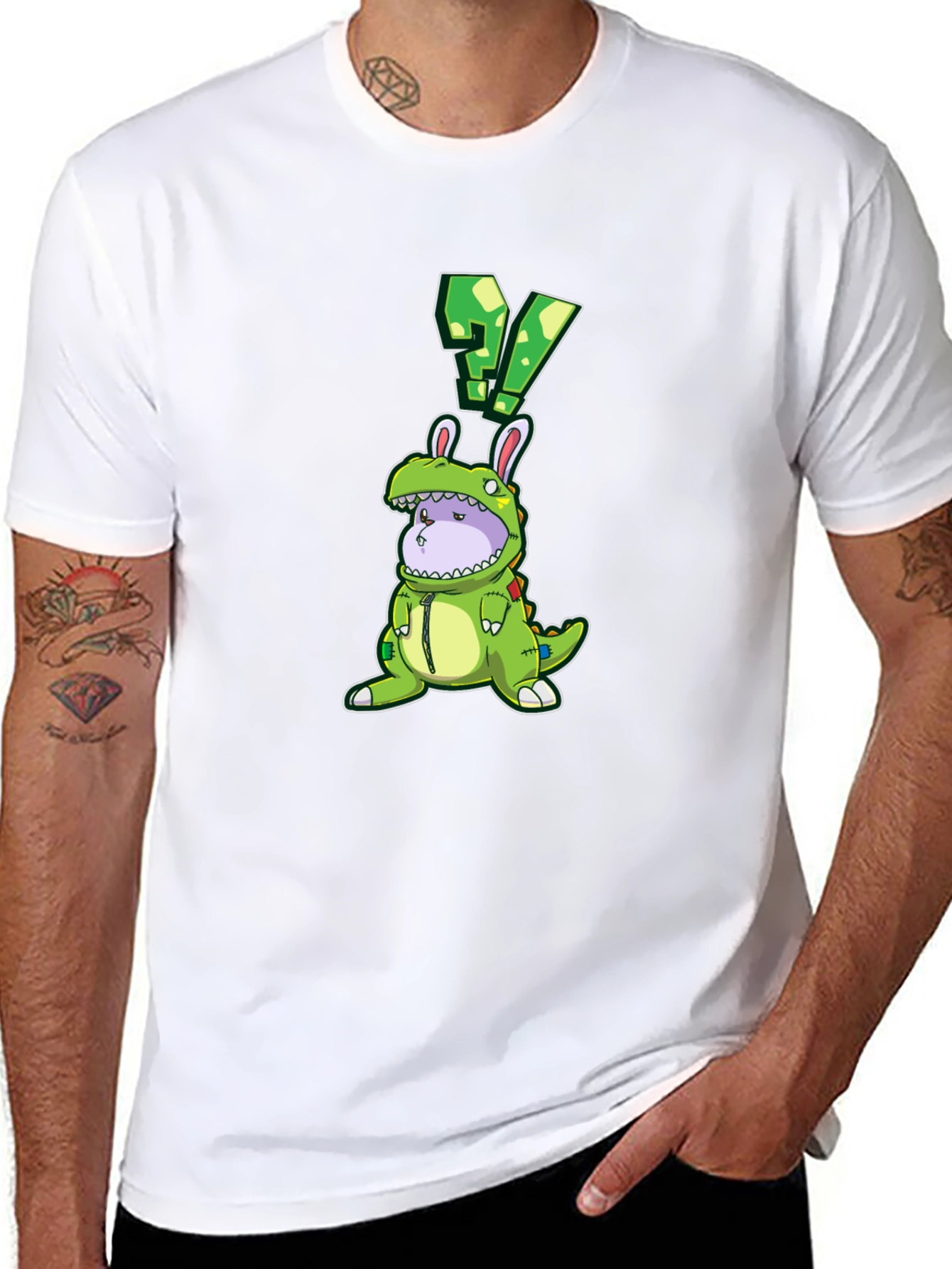 Dino Bunny Costume Graphic Tee - Quirky Novelty Design