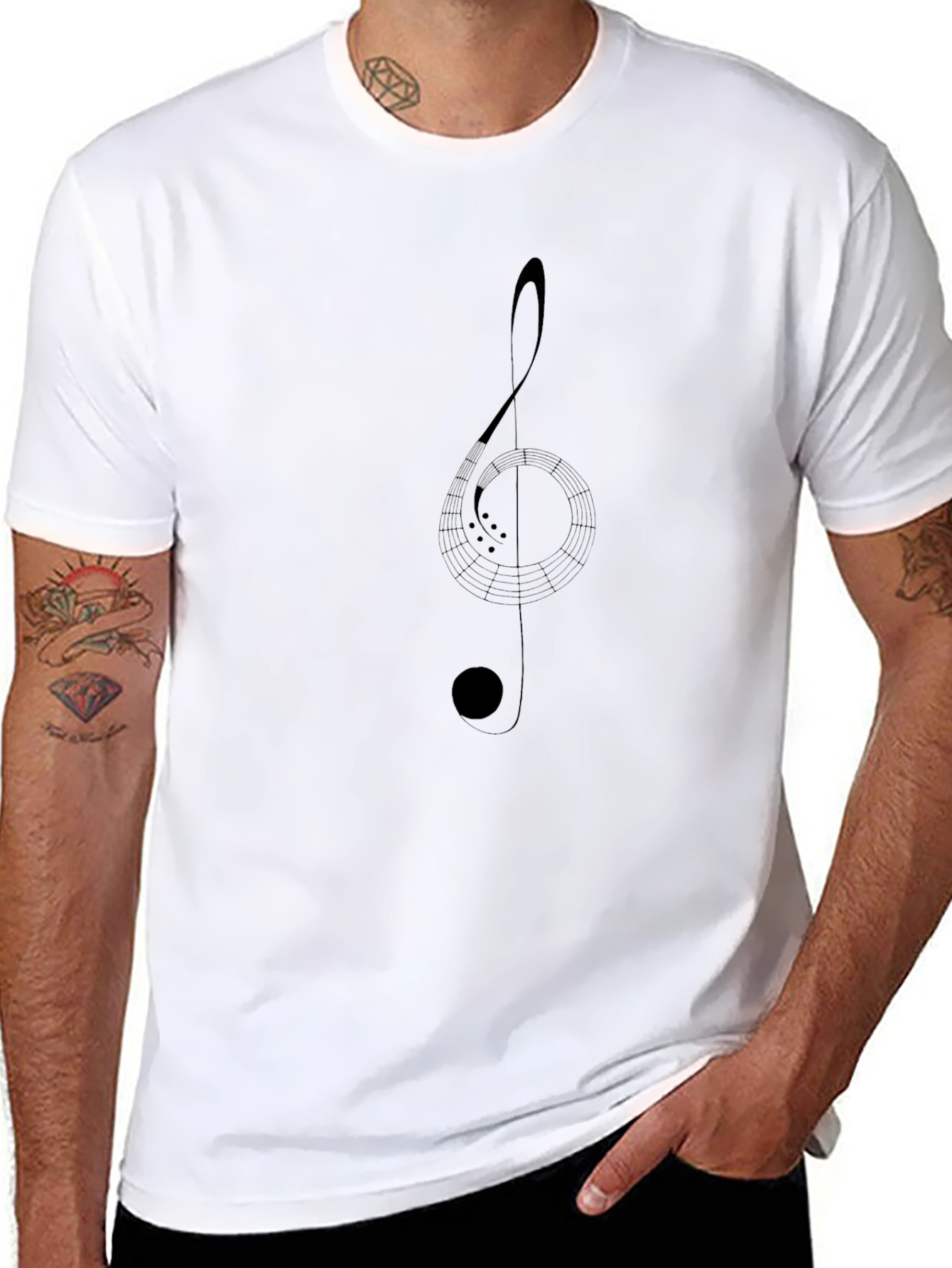 Music Note Graphic Print Black T-Shirt