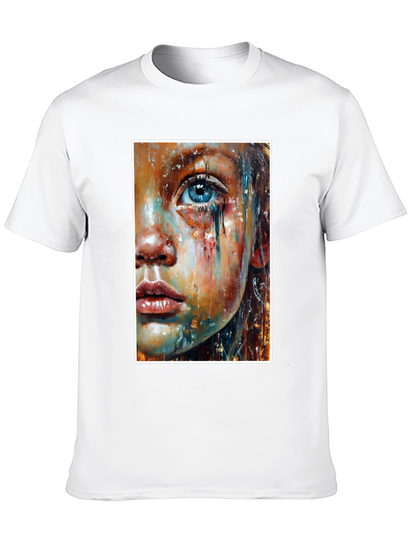 Artistic Crying Woman Portrait Black T-Shirt
