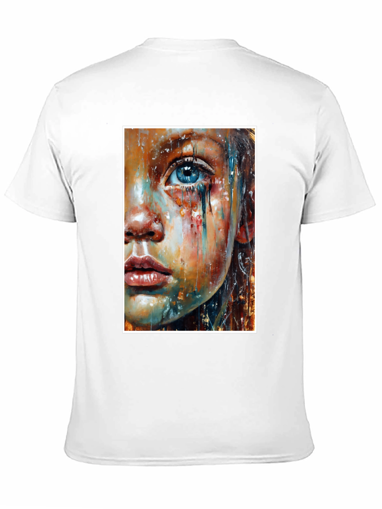 Artistic Crying Woman Portrait Black T-Shirt