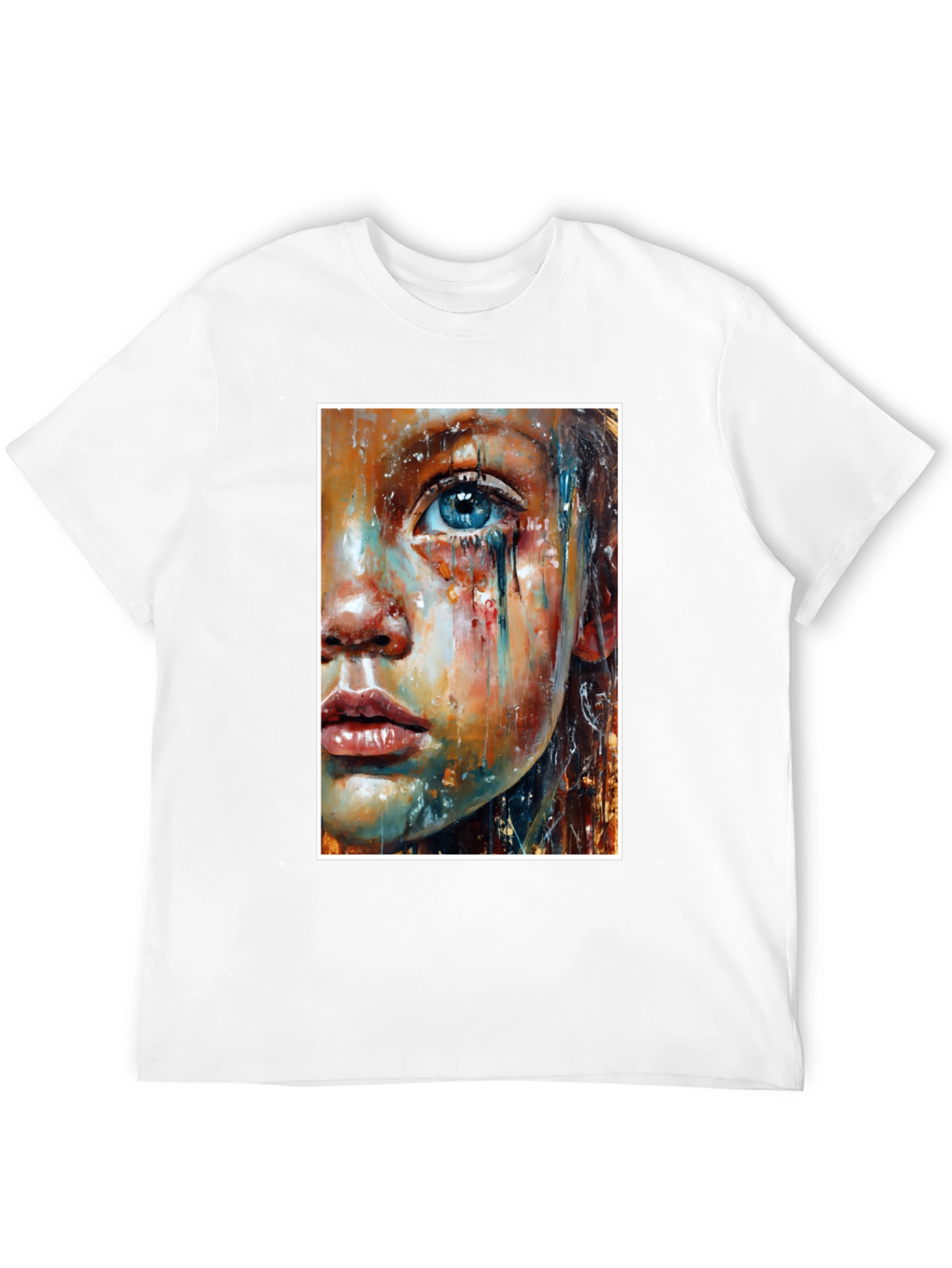 Artistic Crying Woman Portrait Black T-Shirt