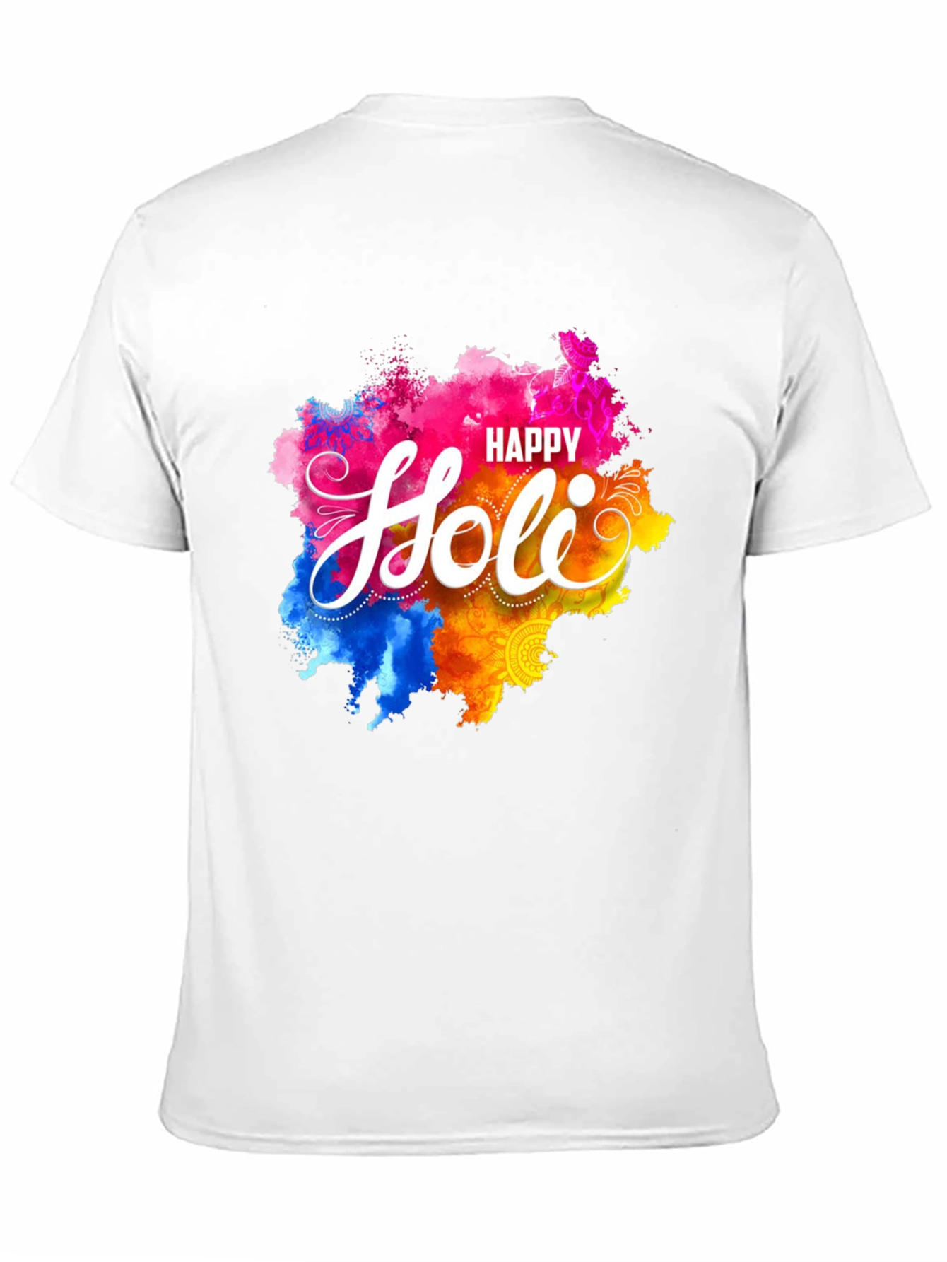 Happy Holi Graphic Tee - Black Crew Neck T-Shirt