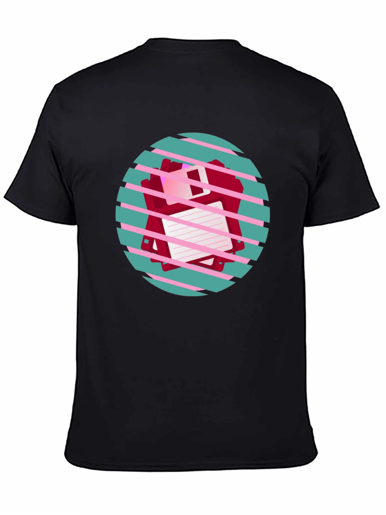 Retro Floppy Disk Graphic Tee - Black Crew Neck