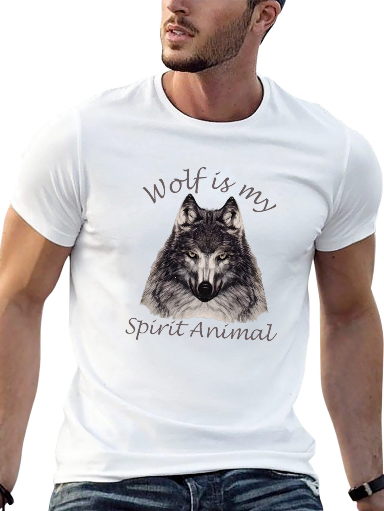 Wolf Spirit Animal Graphic Tee - Black