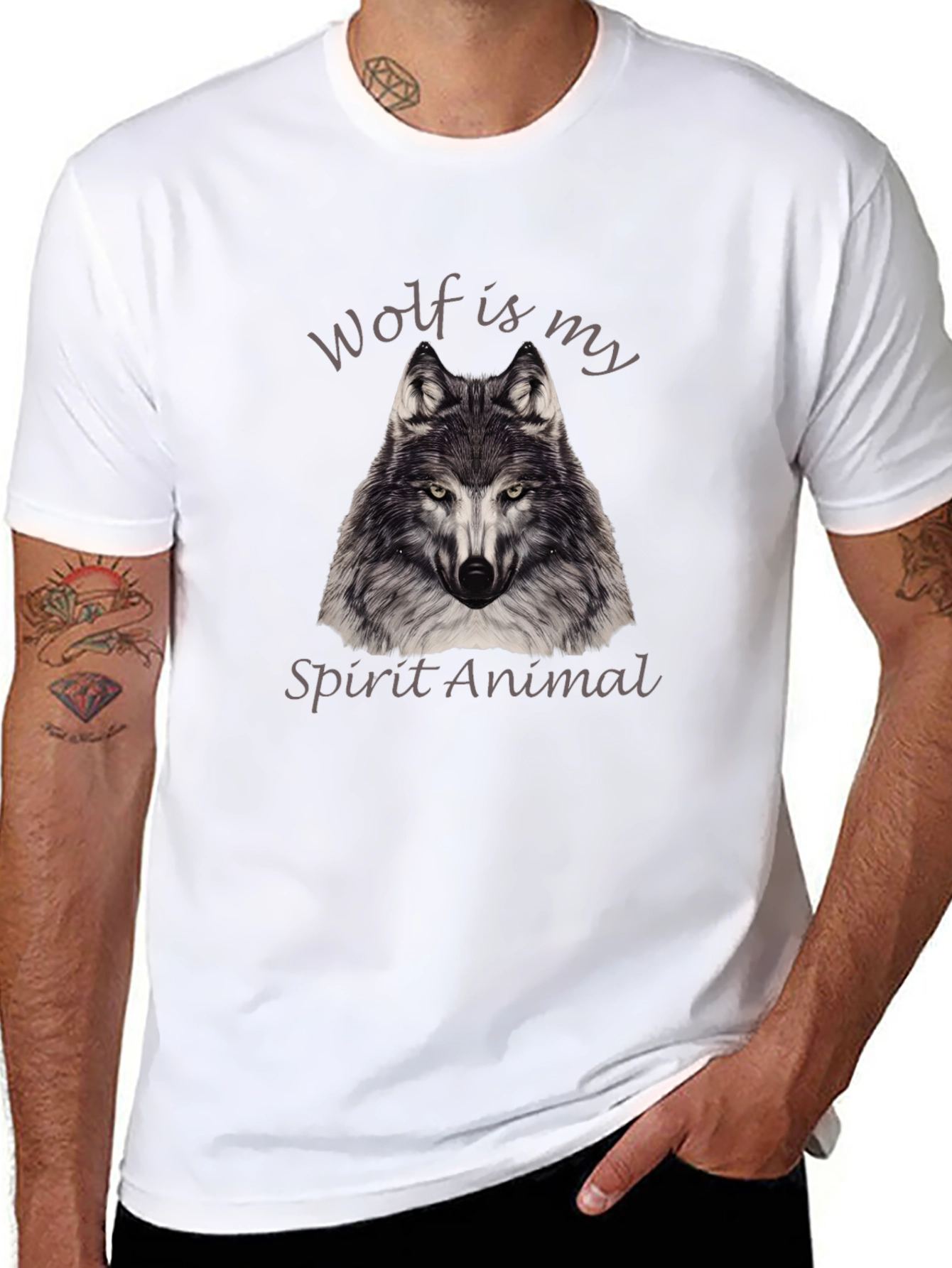 Wolf Spirit Animal Graphic Tee - Black