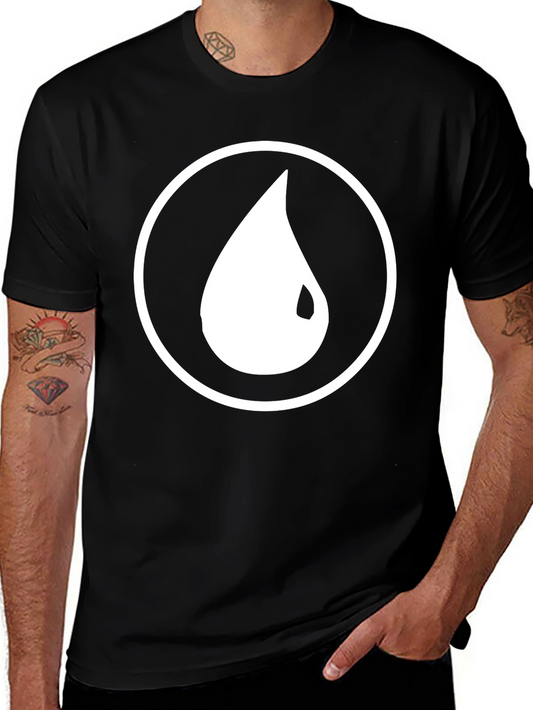 Black T-Shirt with White Water Drop Circle Design