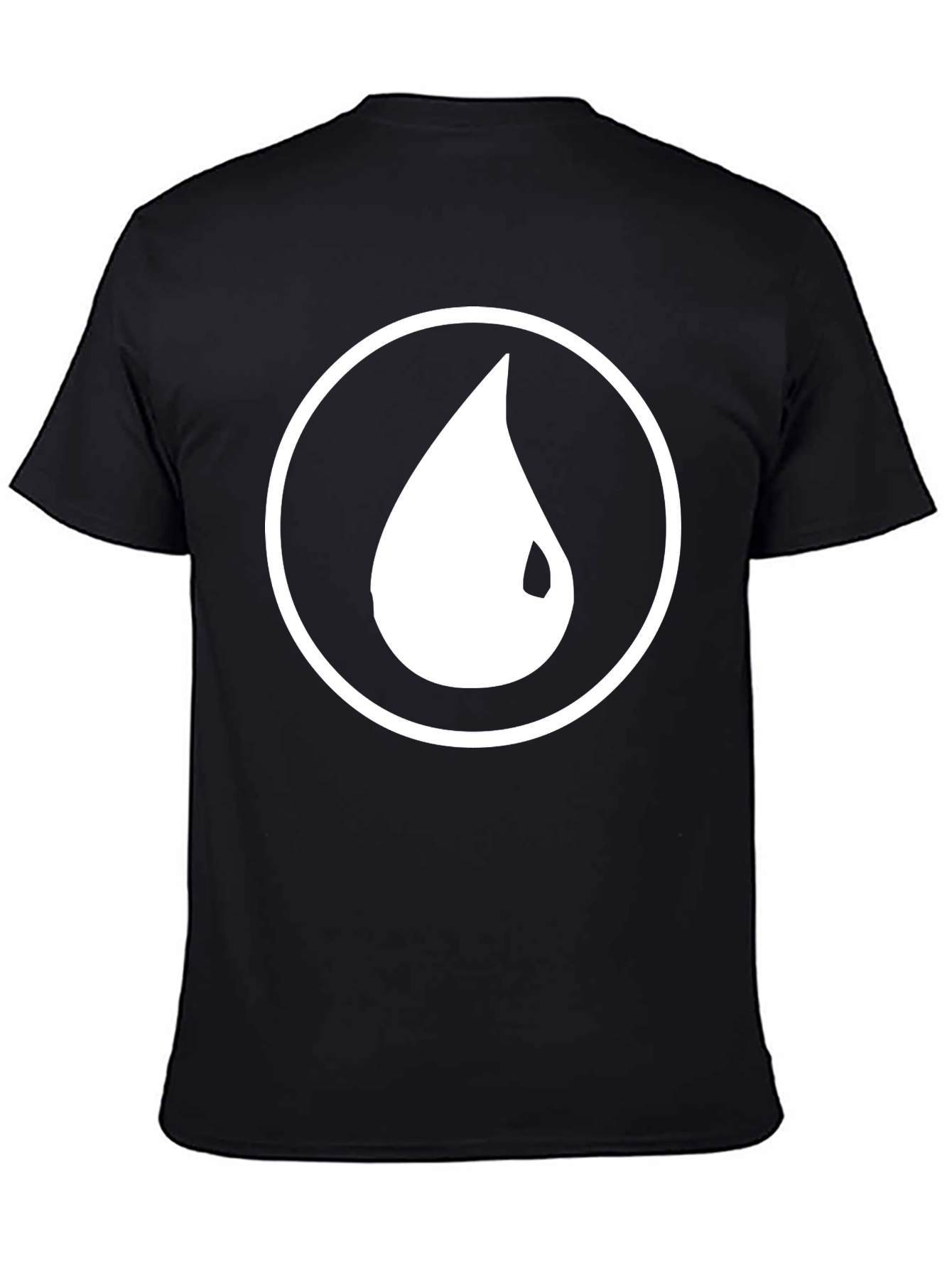 Black T-Shirt with White Water Drop Circle Design