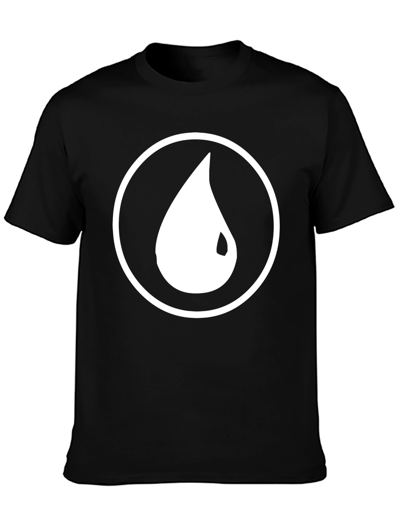 Black T-Shirt with White Water Drop Circle Design