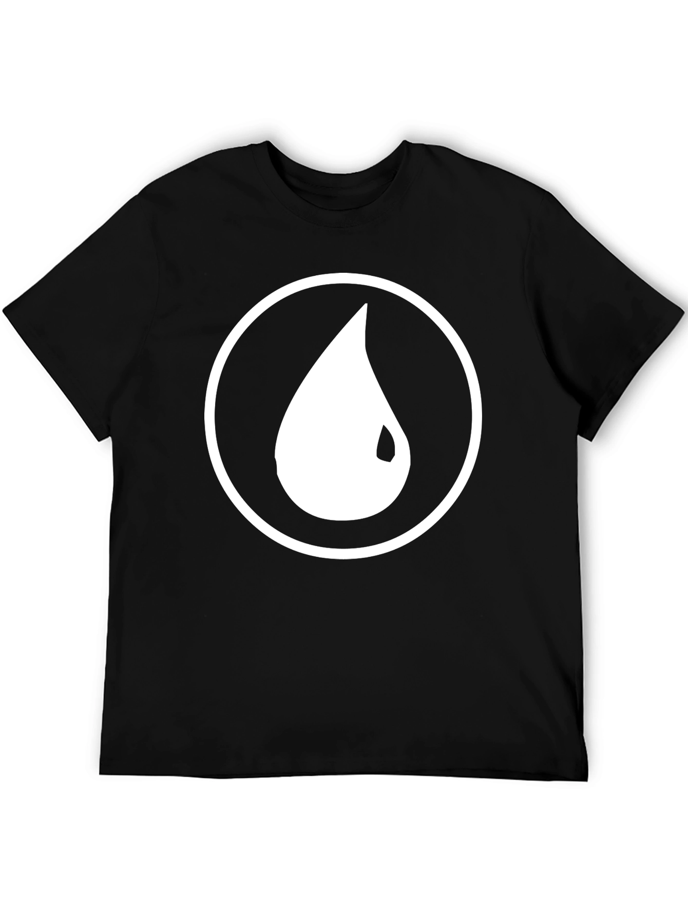 Black T-Shirt with White Water Drop Circle Design
