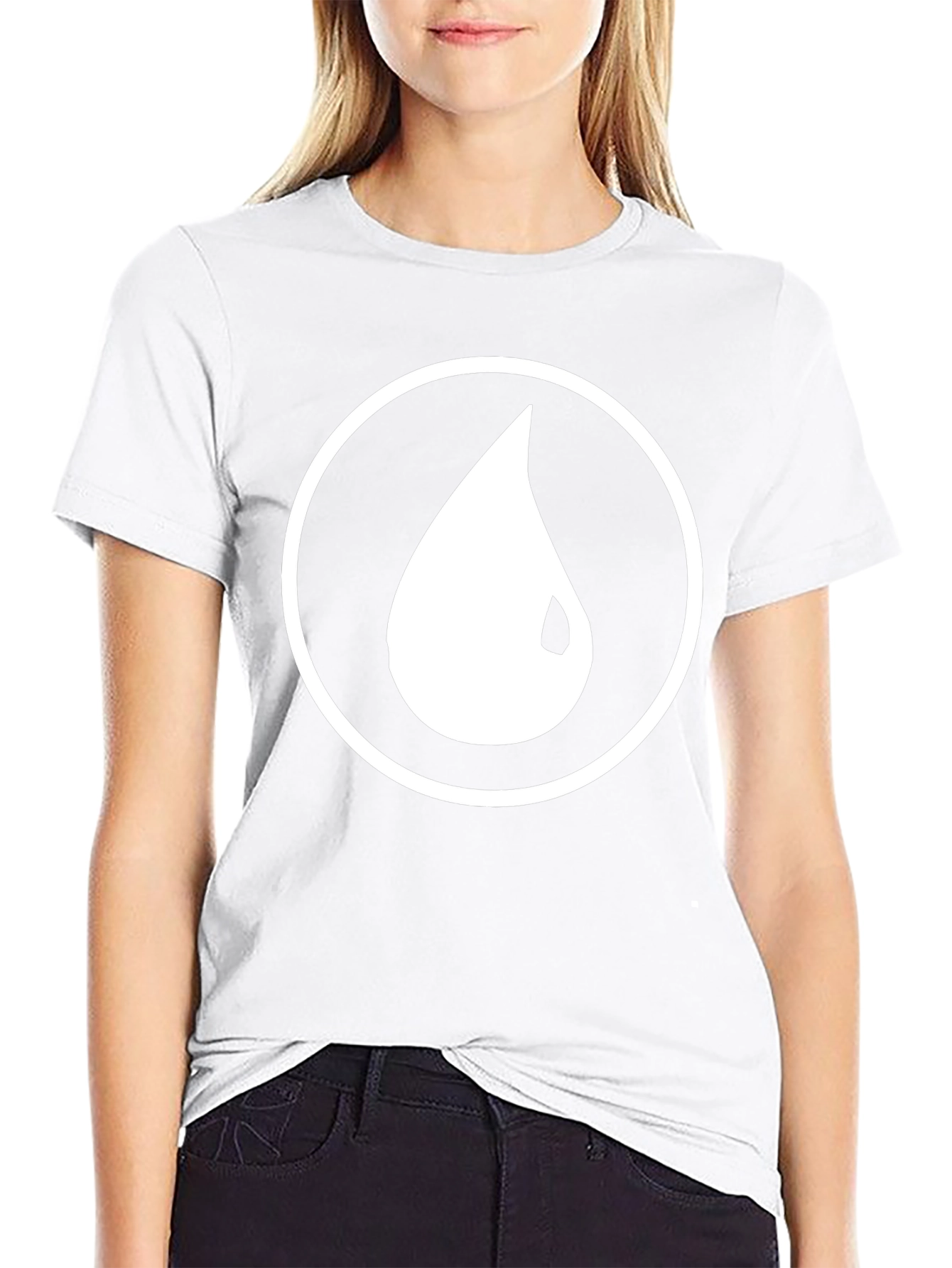 Black T-Shirt with White Water Drop Circle Design
