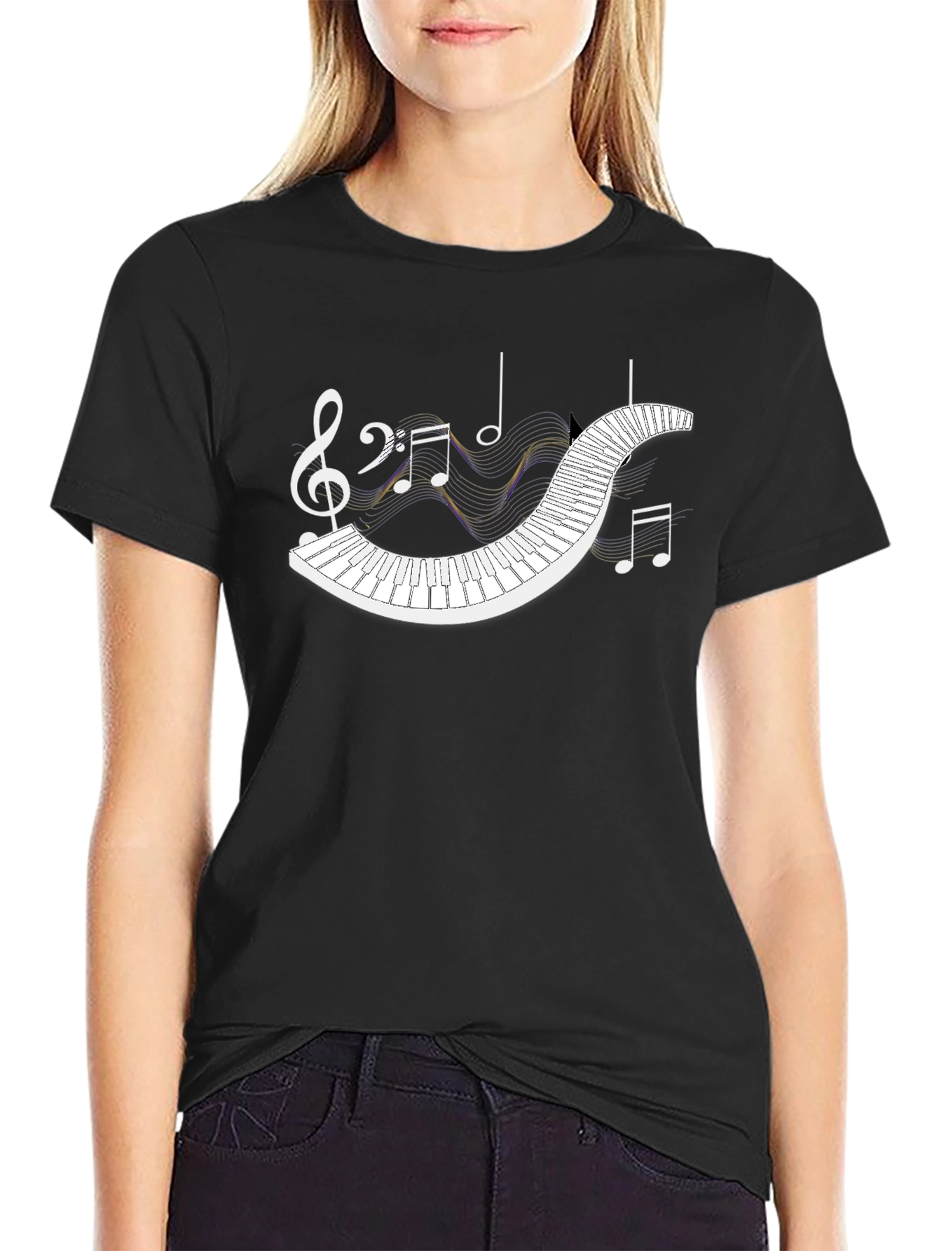 Musical Piano T-Shirt - Black Graphic Tee