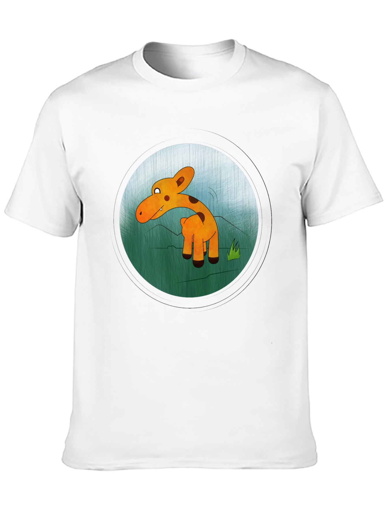 Cartoon Giraffe Graphic Black T-Shirt