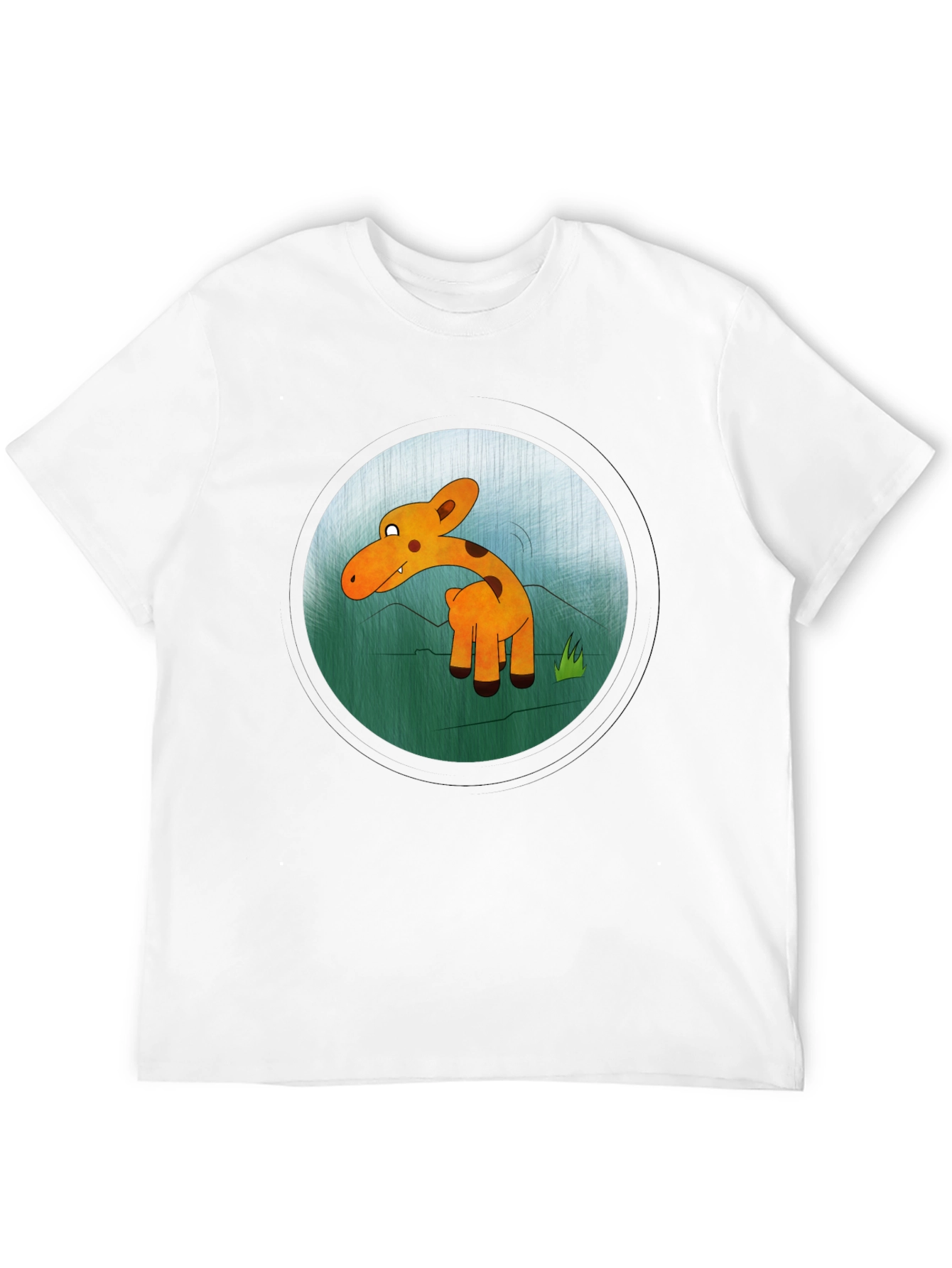 Cartoon Giraffe Graphic Black T-Shirt