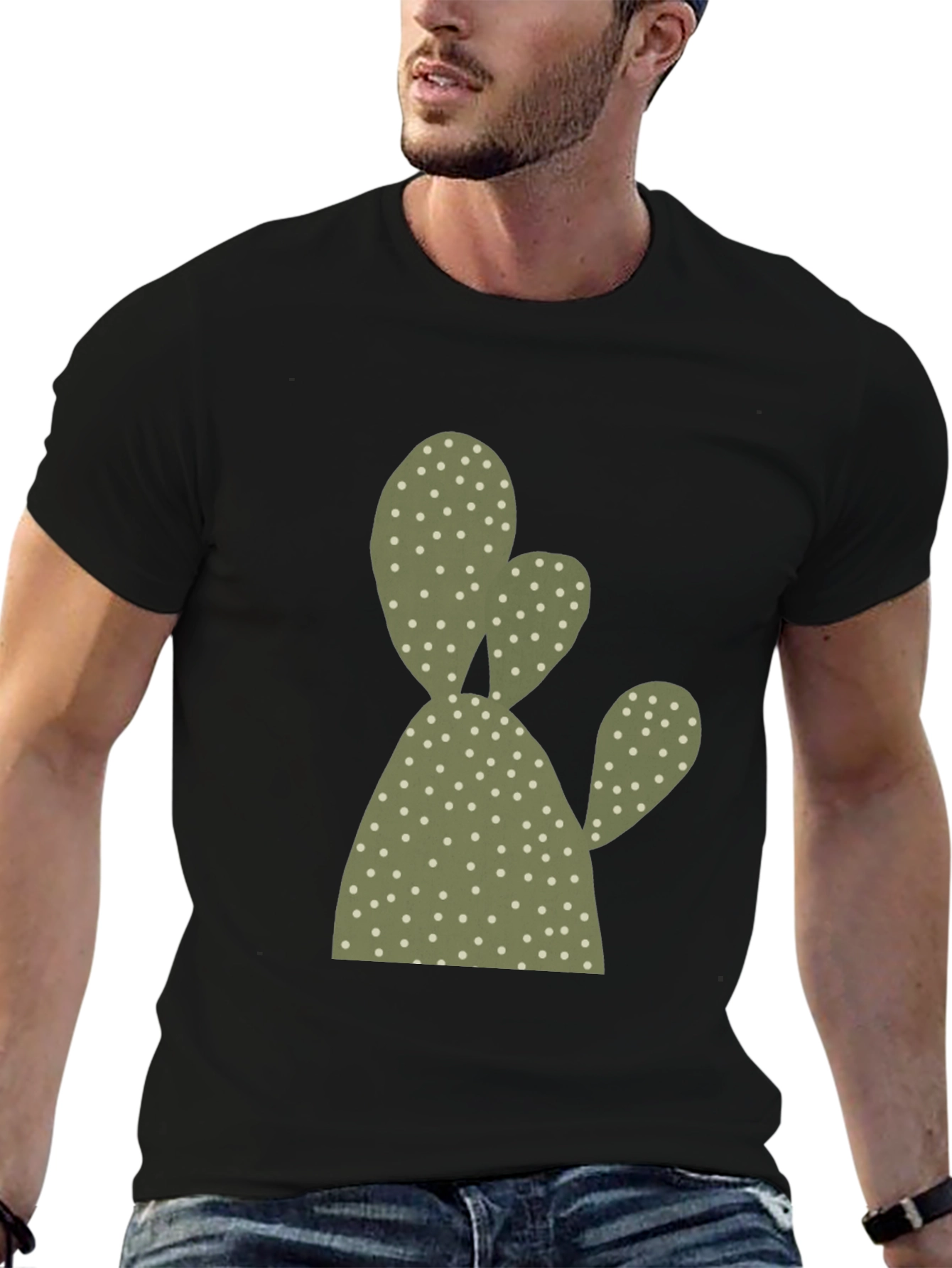 Cactus Print Black T-Shirt