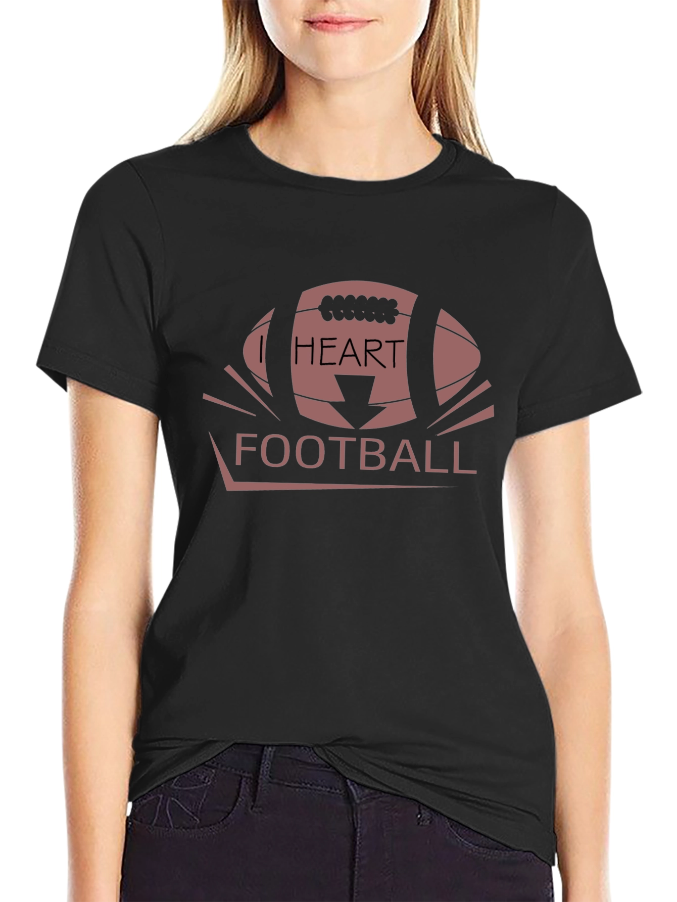 I Heart Football Graphic Tee - Black