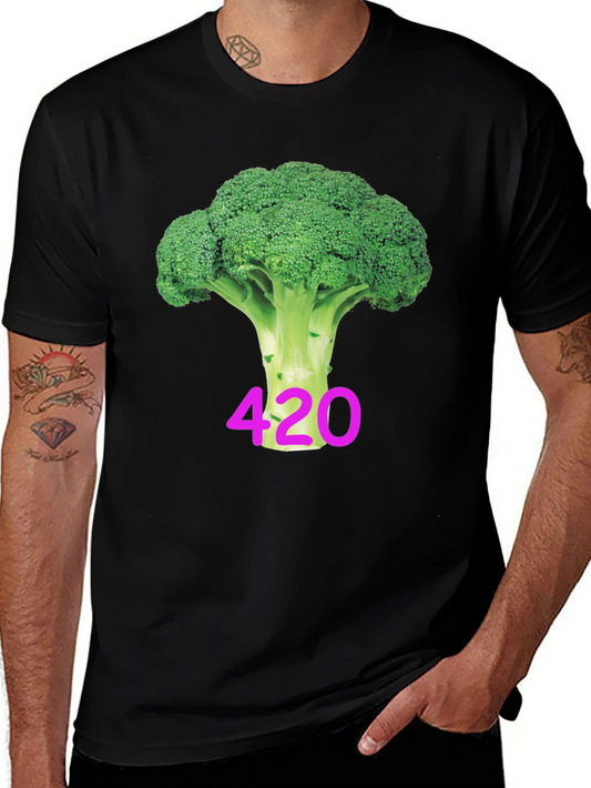 Broccoli 420 Black T-Shirt - Novelty Design