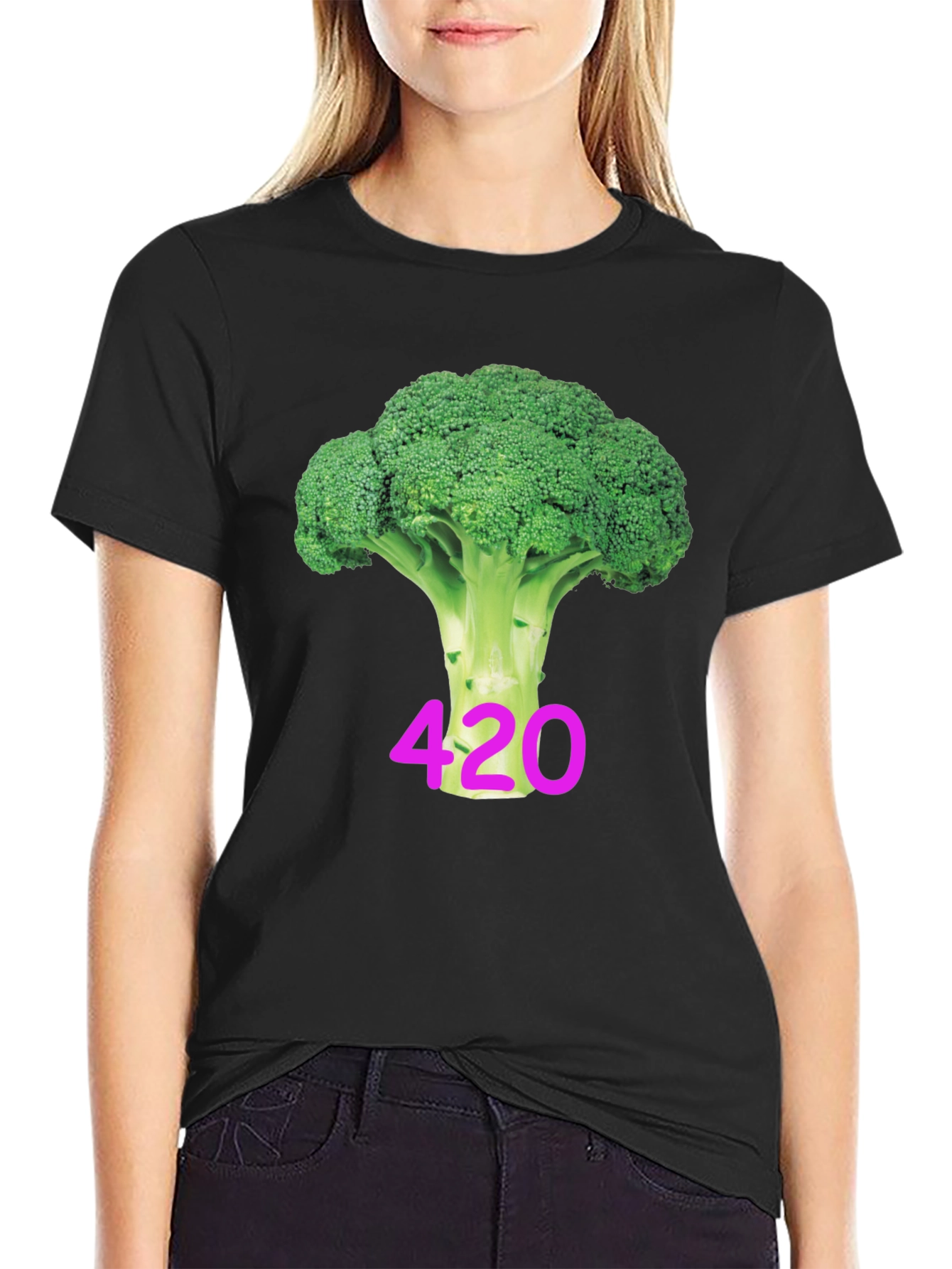 Broccoli 420 Black T-Shirt - Novelty Design