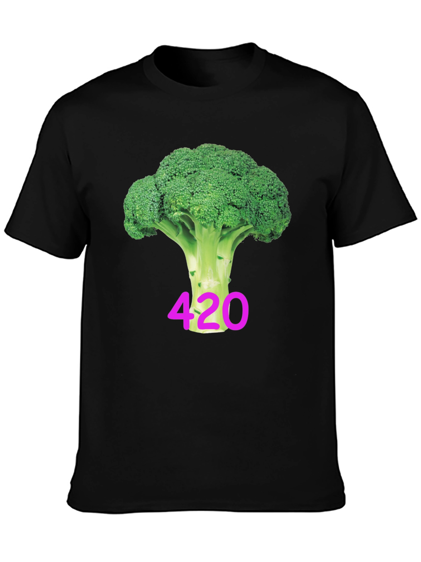 Broccoli 420 Black T-Shirt - Novelty Design